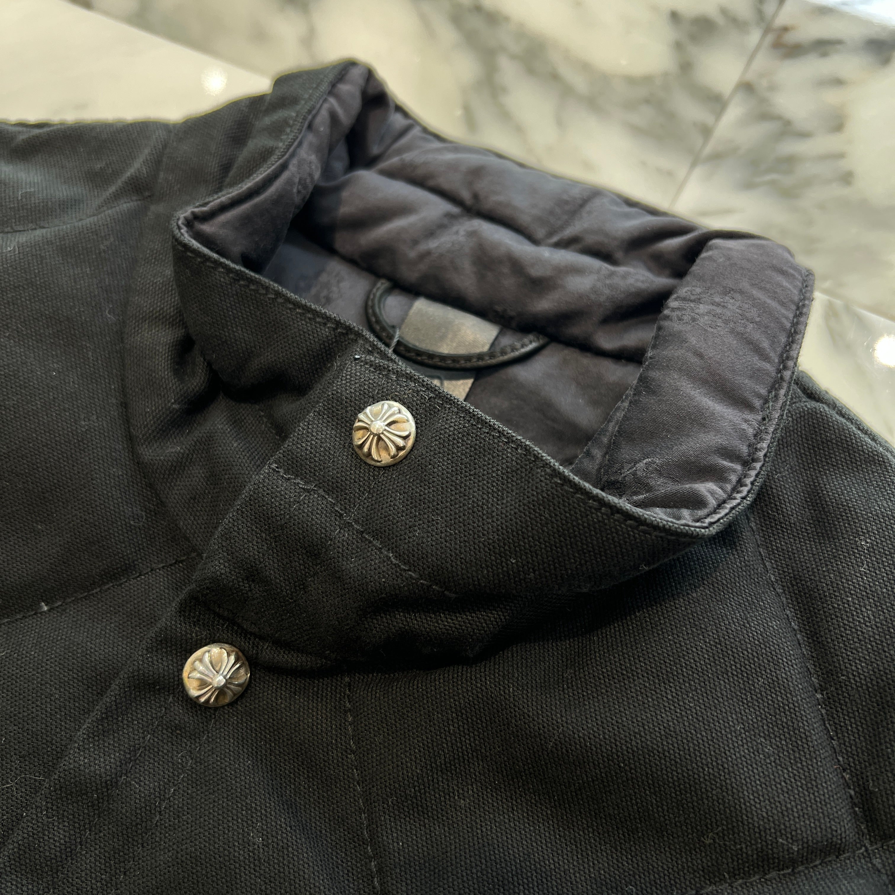 CHROME HEARTS Y NOT Cross Ball Button Quilted Jacket Size M クロムハーツ ワイノット クロスボールボタン キルティングジャケット サイズM