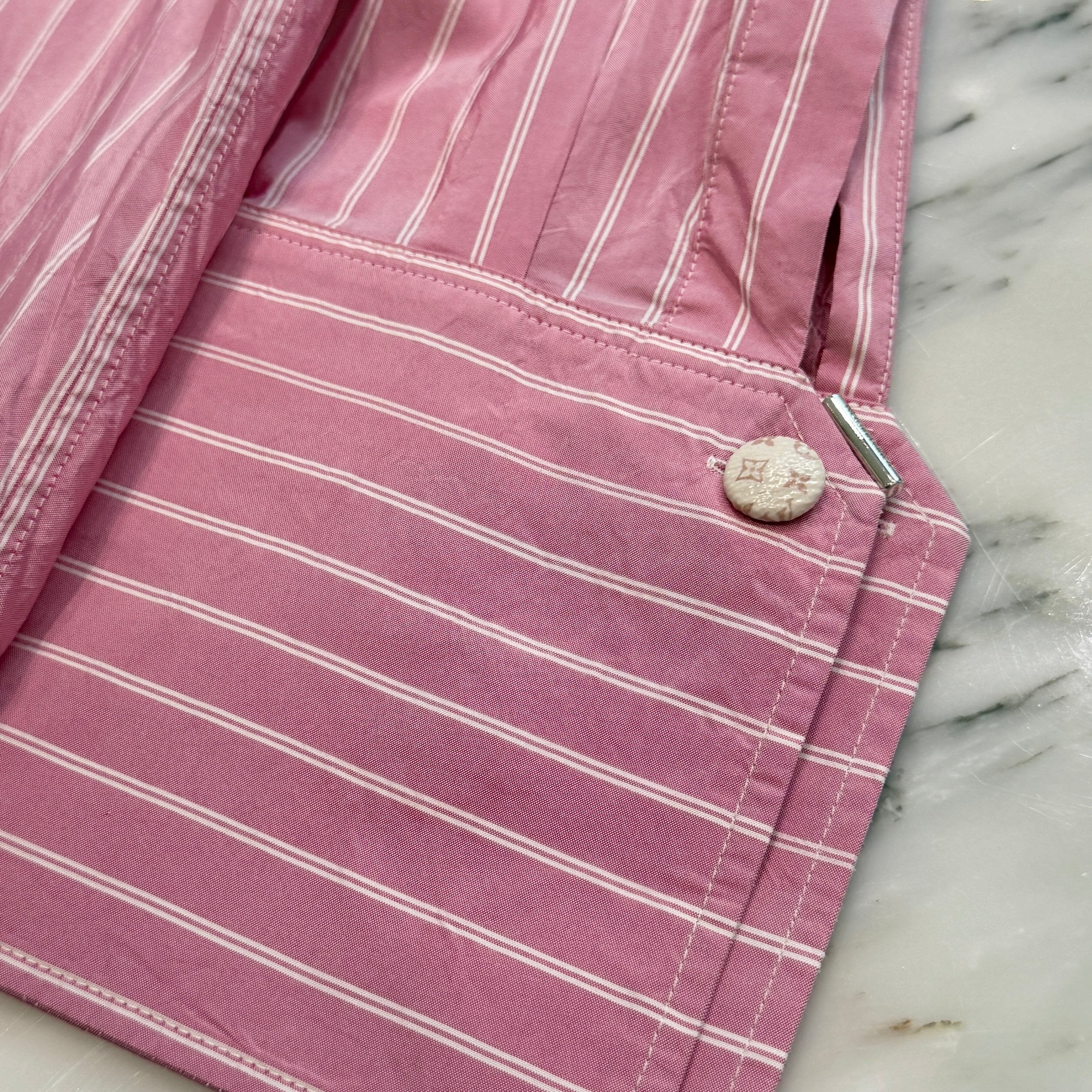 LOUIS VUITTON 2024SS Double Stripe Silk Shirt 1AFNVA Size 36 ルイヴィトン ダブルストライプ シルクシャツ サイズ36
