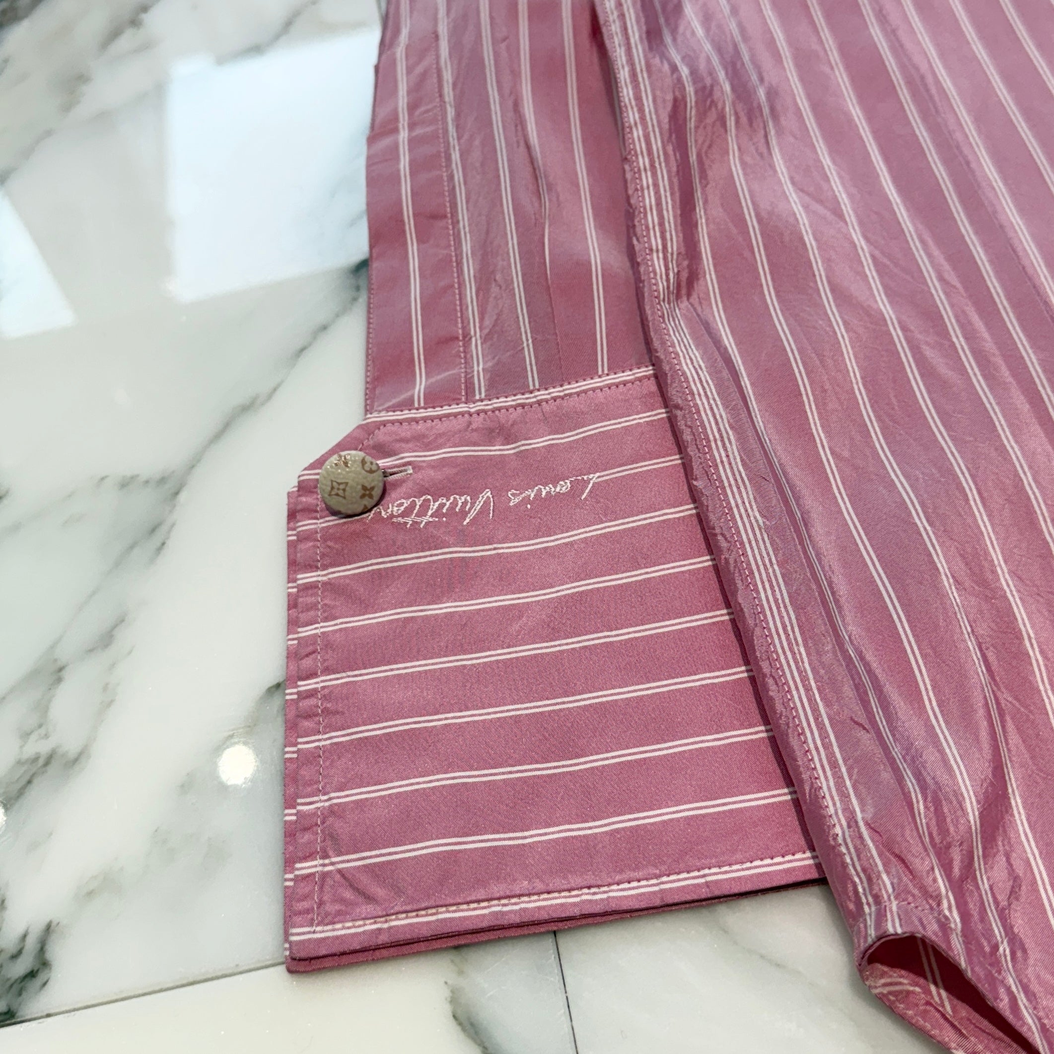 LOUIS VUITTON 2024SS Double Stripe Silk Shirt 1AFNVA Size 36 ルイヴィトン ダブルストライプ シルクシャツ サイズ36