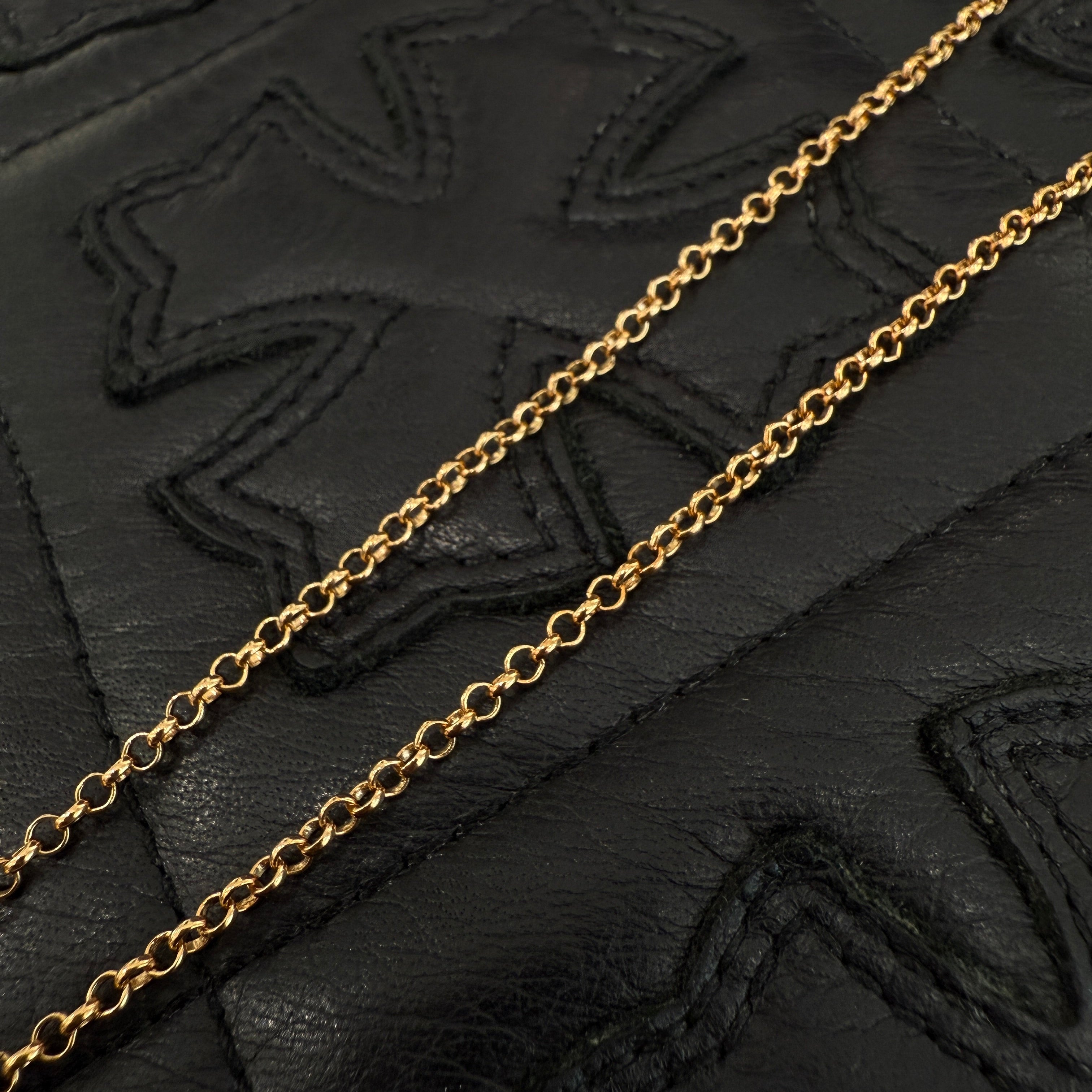 CHROME HEARTS 22K Safety Pin 1 Diamond Roll Chain Necklace Size 16 Inch クロムハーツ 22K セーフティピン 1ダイヤモンド ロールチェーン ネックレス 16インチ