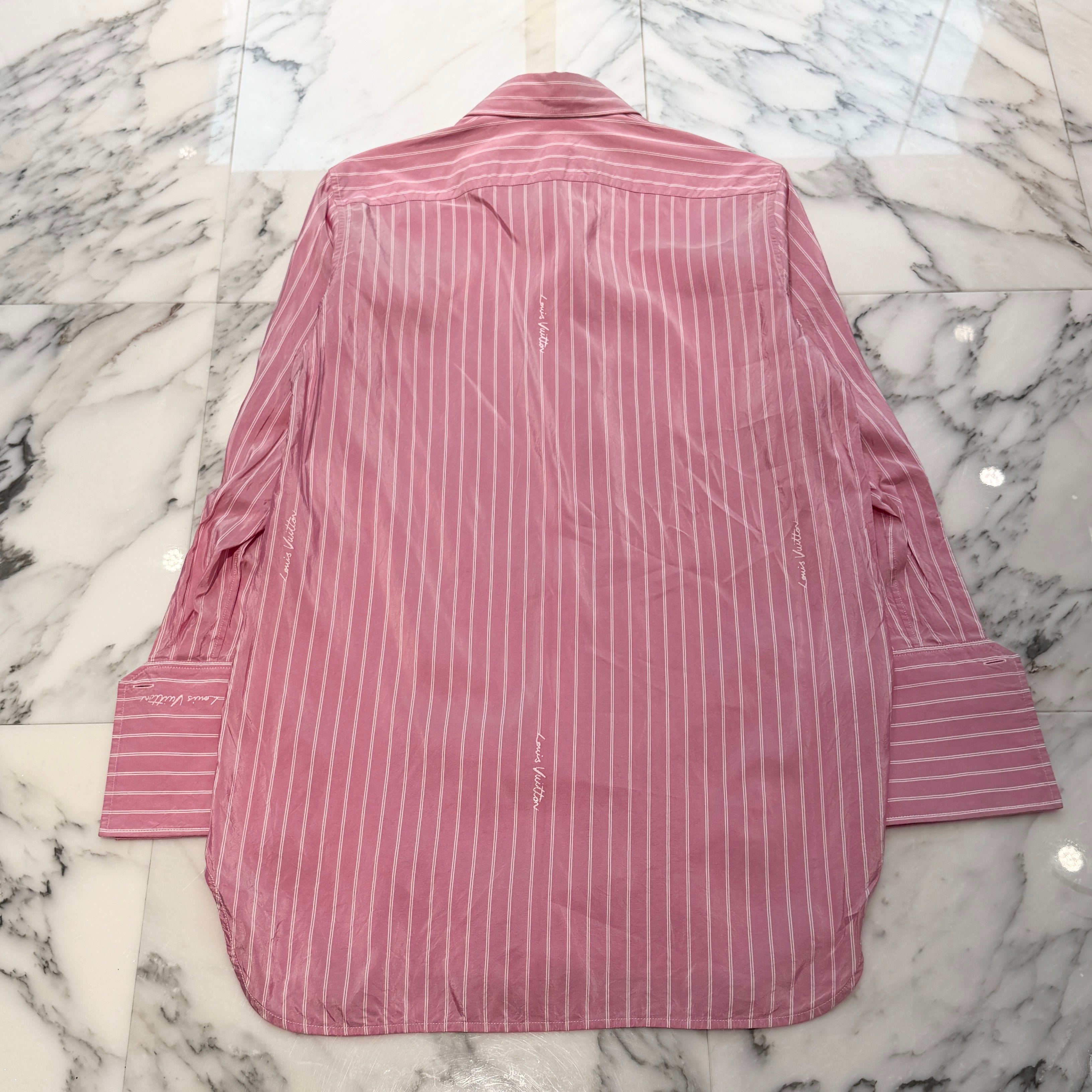 LOUIS VUITTON 2024SS Double Stripe Silk Shirt 1AFNVA Size 36 ルイヴィトン ダブルストライプ シルクシャツ サイズ36