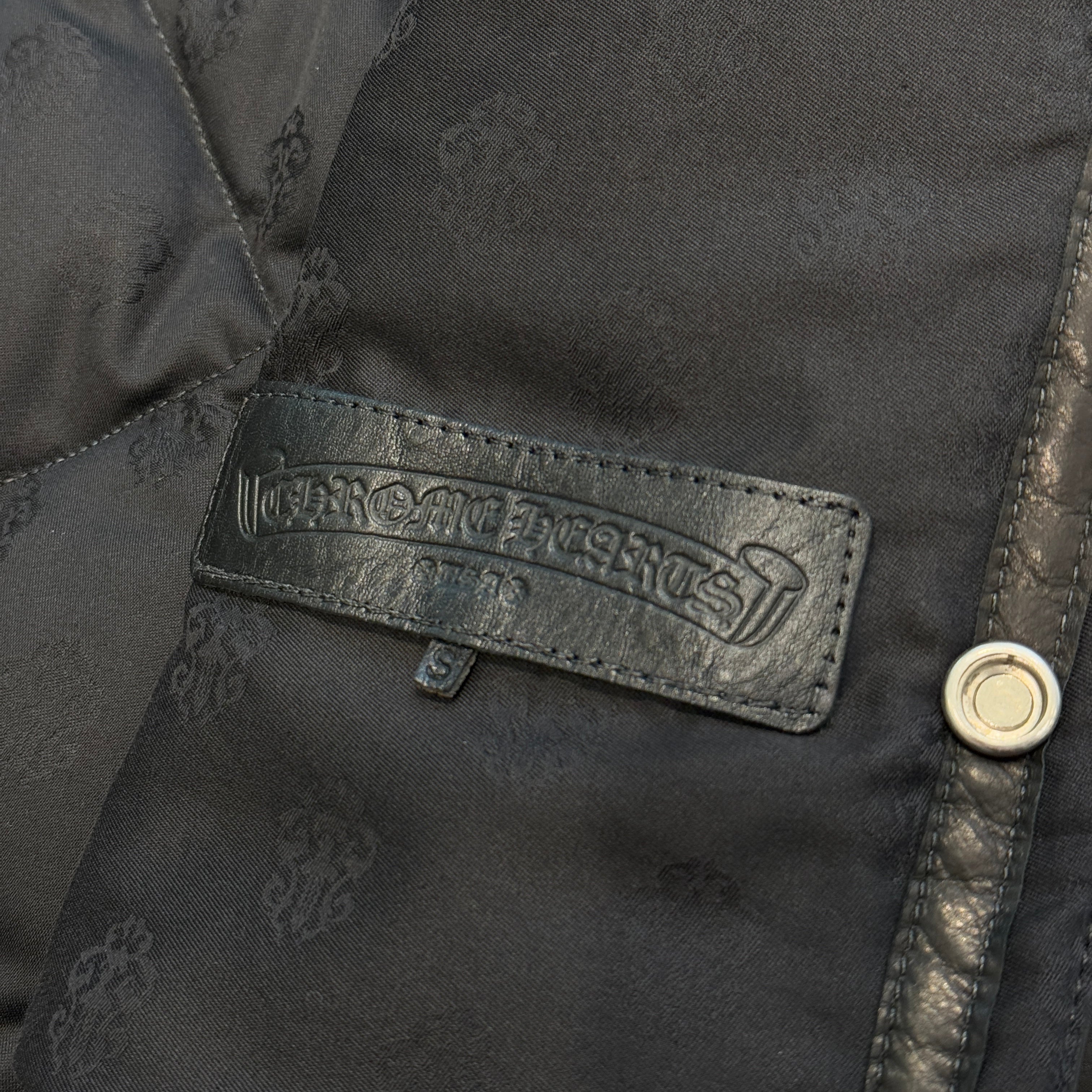 CHROME HEARTS Quilted Cross Ball Button Down Jacket Size S クロムハーツ キルティング クロスボールボタン ダウンジャケット サイズS