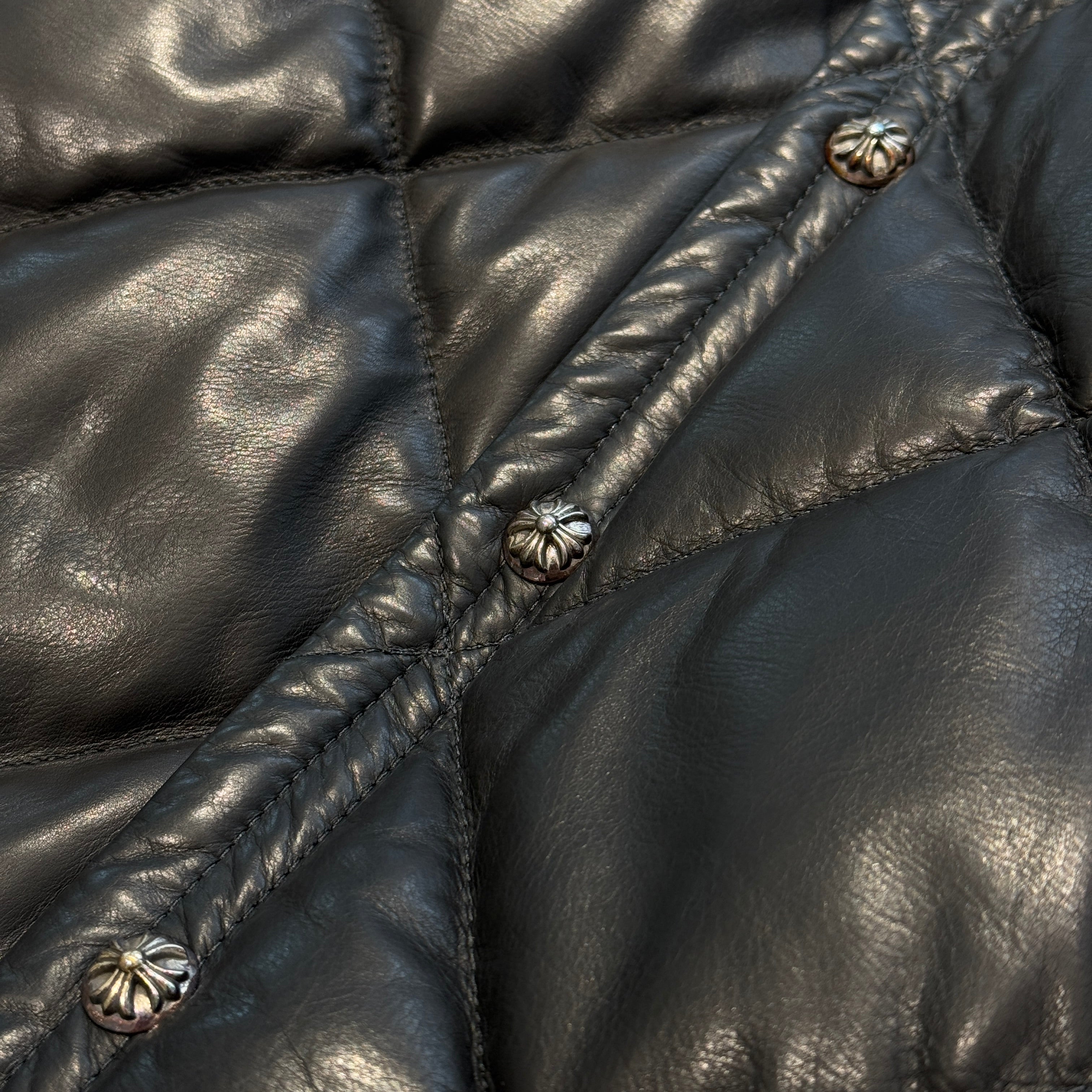CHROME HEARTS Quilted Cross Ball Button Down Jacket Size S クロムハーツ キルティング クロスボールボタン ダウンジャケット サイズS