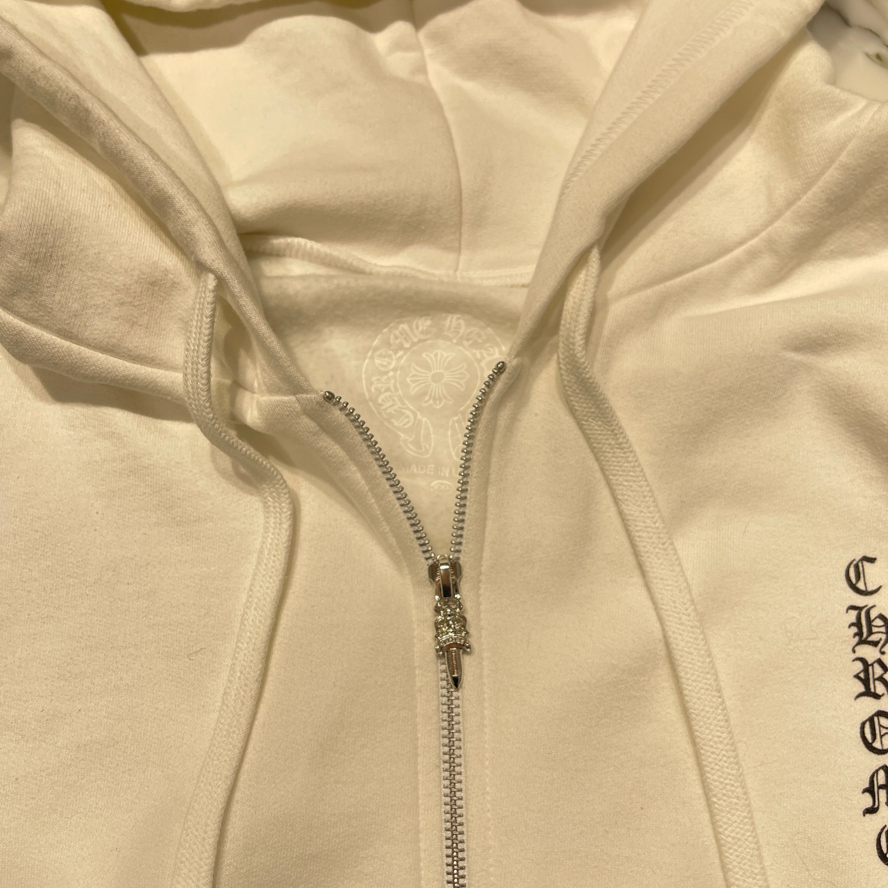 CHROME HEARTS Vertical Logo Zip Up Hoodie Size XXL