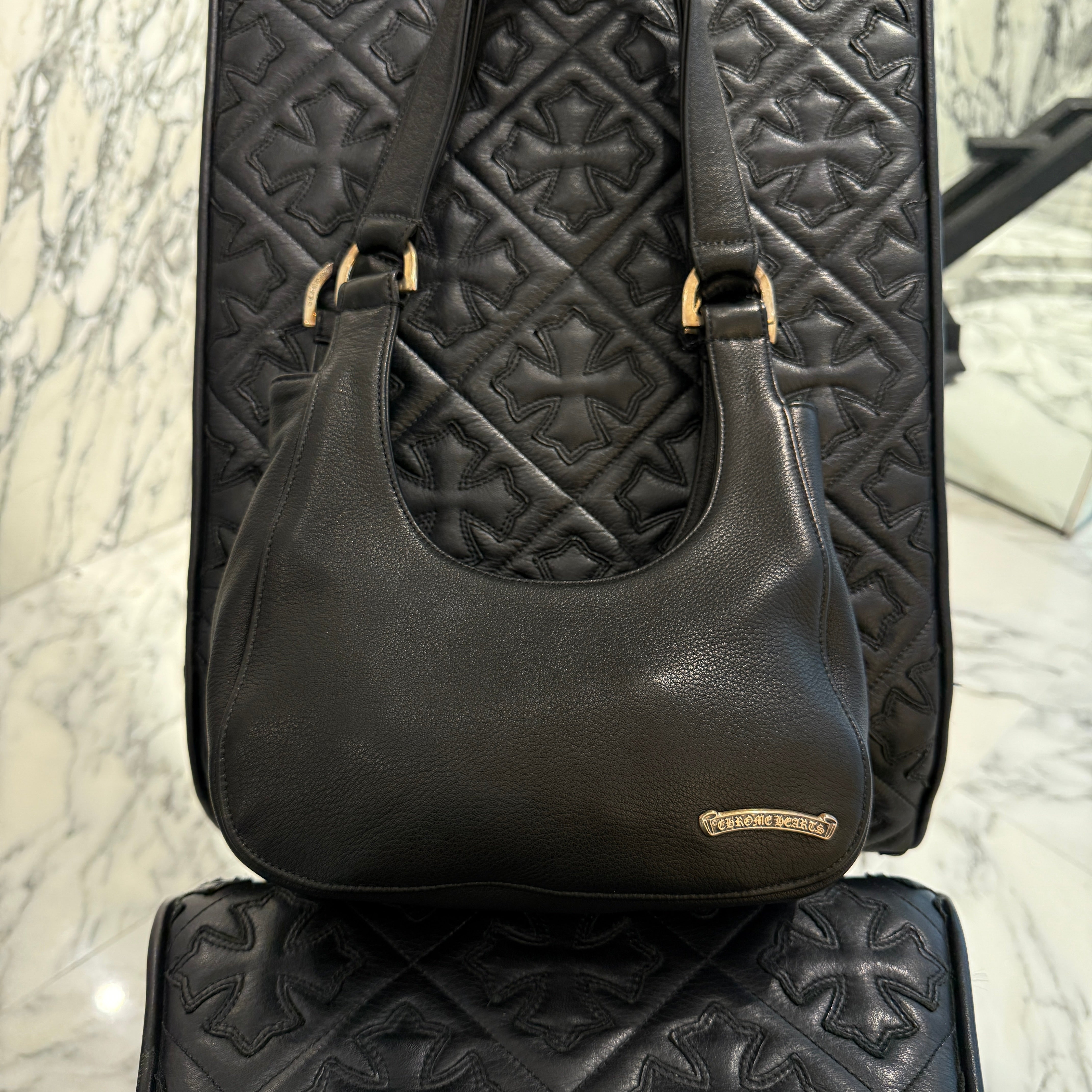 CHROME HEARTS Scroll Leather Hand Bag クロムハーツ スクロール レザー ハンドバッグ