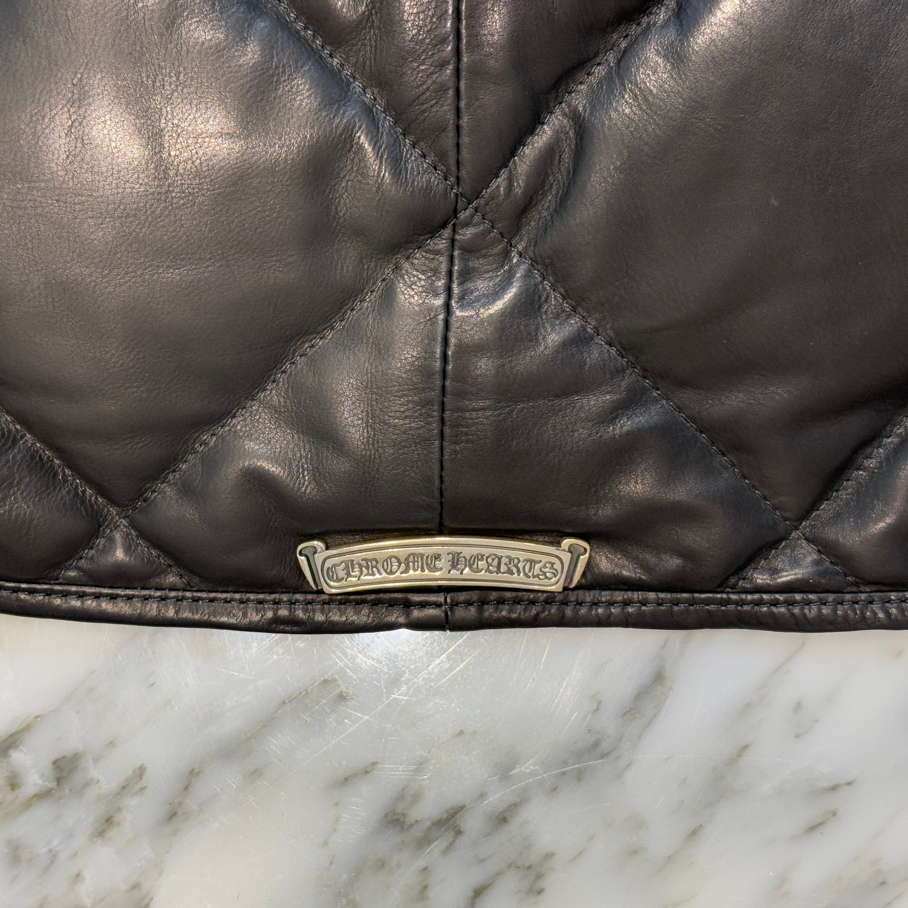 CHROME HEARTS Quilted Cross Ball Button Down Jacket Size S クロムハーツ キルティング クロスボールボタン ダウンジャケット サイズS