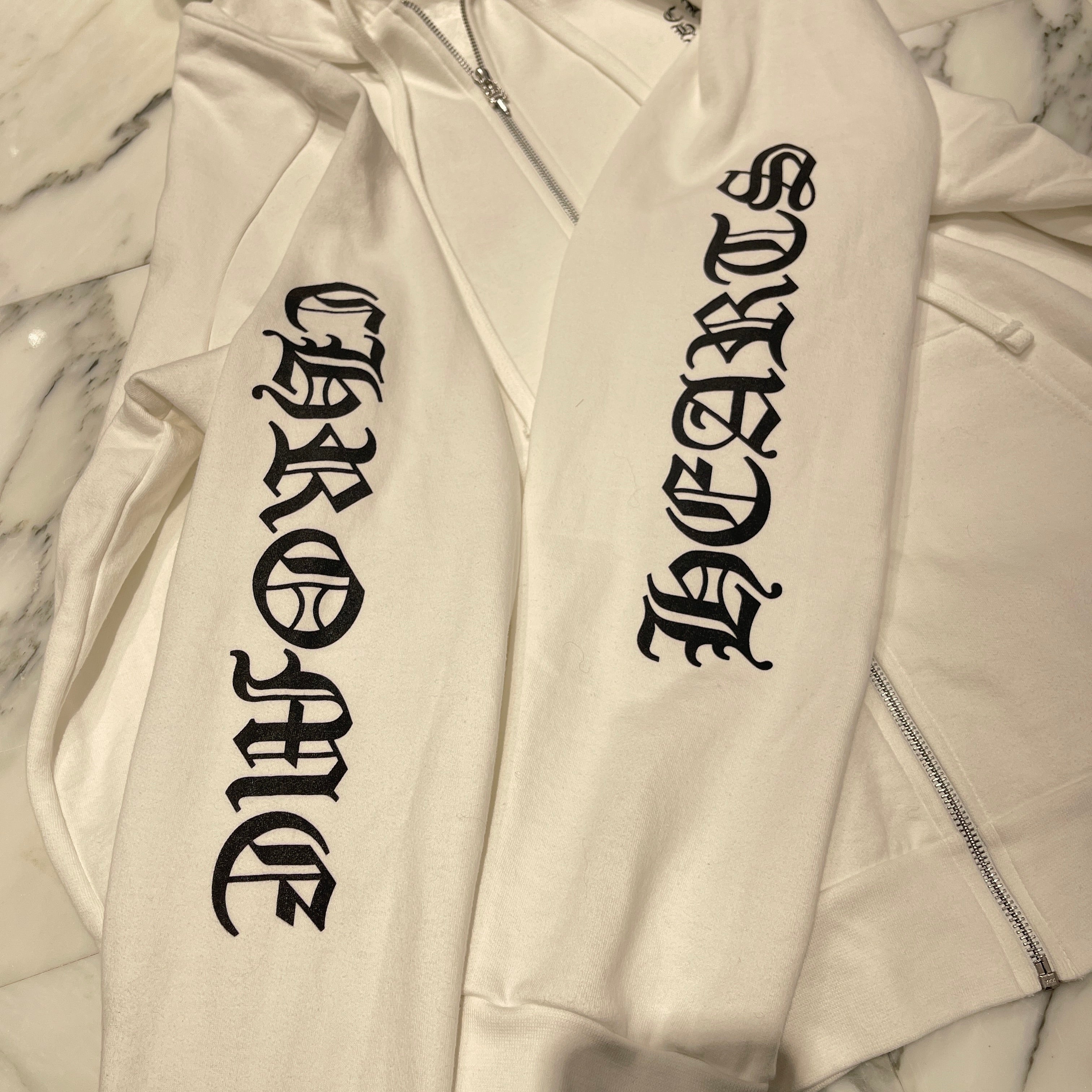 CHROME HEARTS Vertical Logo Zip Up Hoodie Size XXL