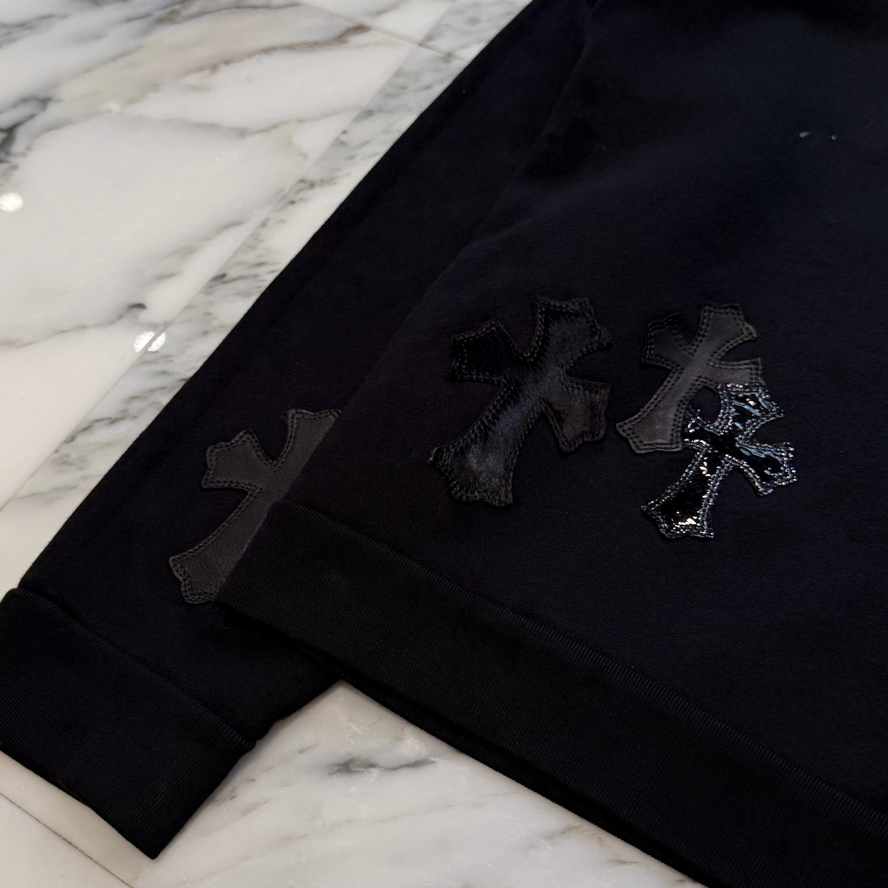 CHROME HEARTS Y NOT Multi Leather Cross Patch Sweatshirt Size S クロムハーツ ワイノット マルチレザークロスパッチ スウェットシャツ サイズS