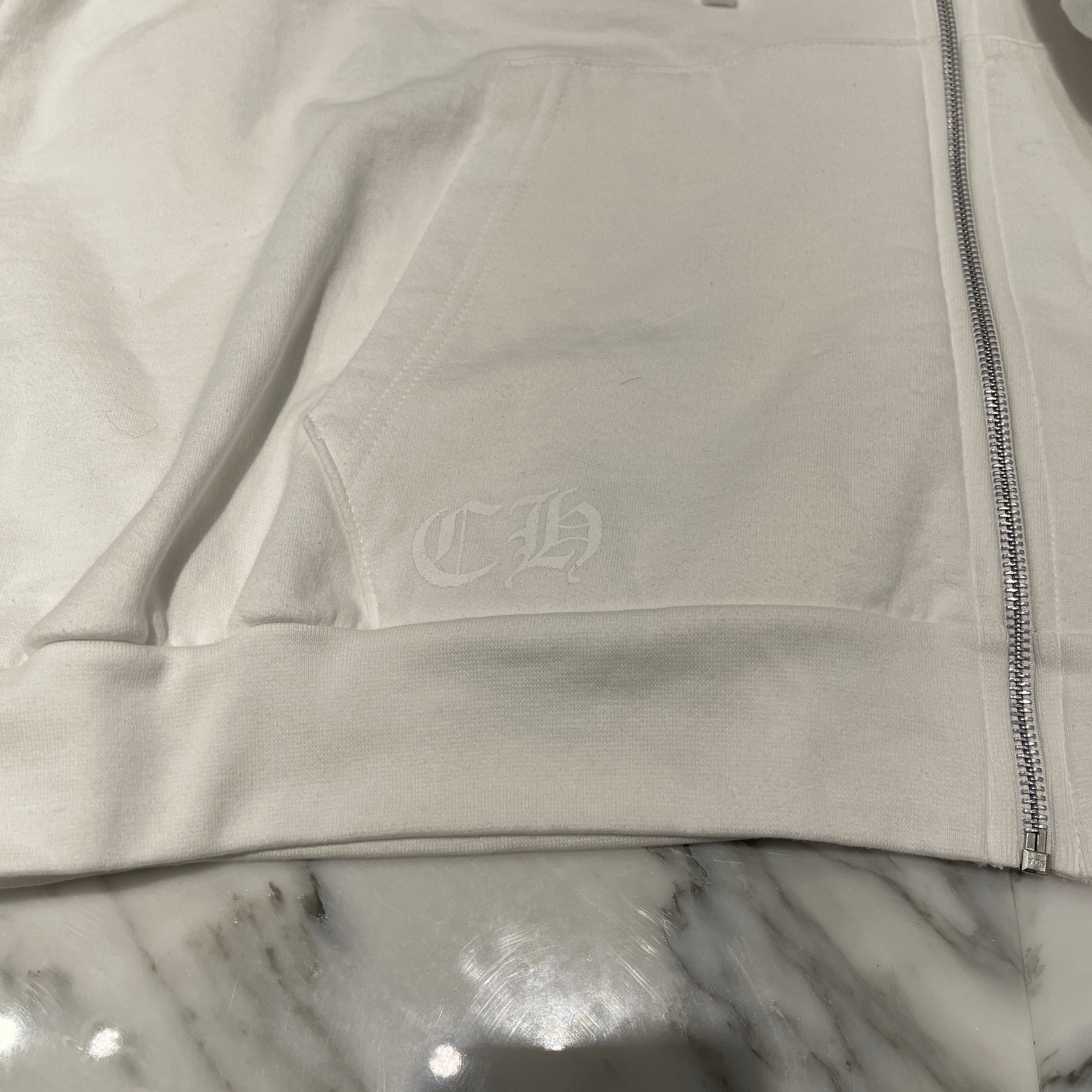 CHROME HEARTS Vertical Logo Zip Up Hoodie Size XXL