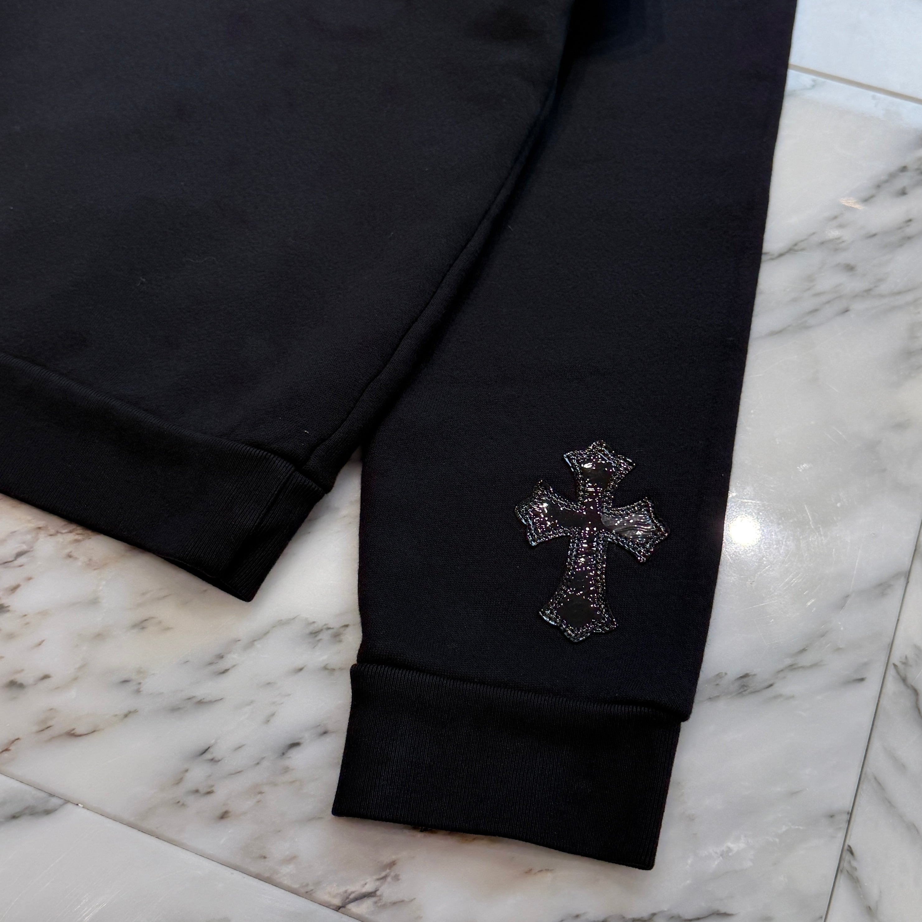 CHROME HEARTS Y NOT Multi Leather Cross Patch Sweatshirt Size S クロムハーツ ワイノット マルチレザークロスパッチ スウェットシャツ サイズS