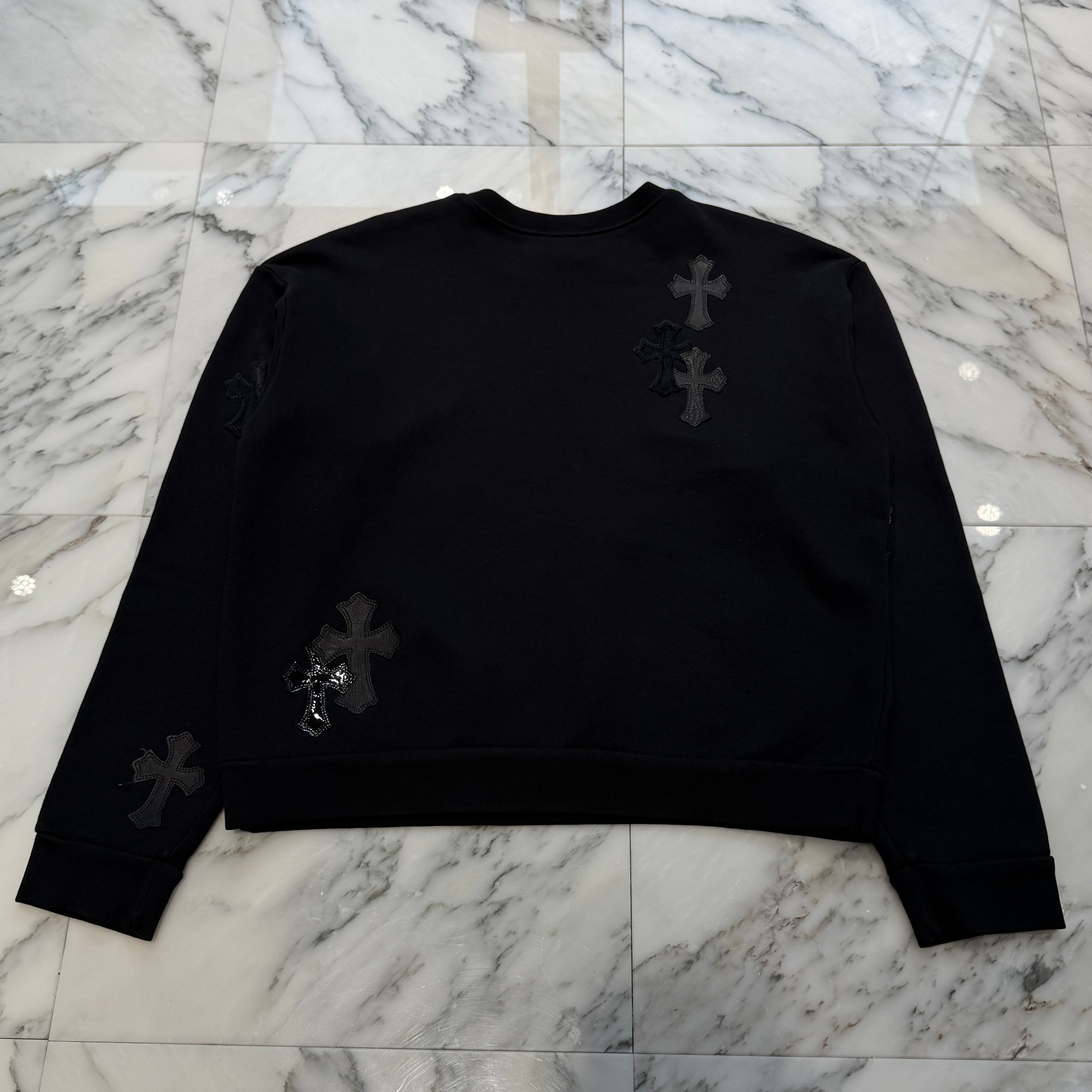 CHROME HEARTS Y NOT Multi Leather Cross Patch Sweatshirt Size S クロムハーツ ワイノット マルチレザークロスパッチ スウェットシャツ サイズS