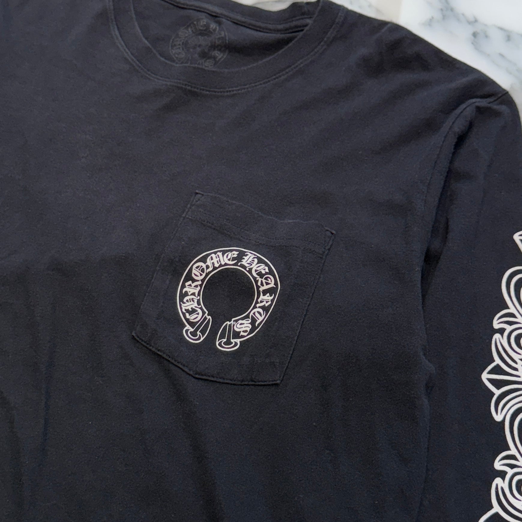 CHROME HEARTS Floral Cross Horseshoe Long Sleeve Tee Size L クロムハーツ フローラルクロス ホースシュー ロングスリーブ Tシャツ サイズL