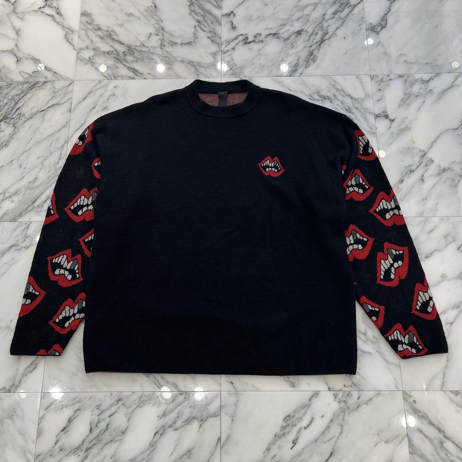 CHROME HEART × MATTY BOY Y NOT CHOMPER 3 Cemetery Cross Leather Patch Cashmere Knit Sweater Size L クロムハーツ × マッティボーイ ワイノット チョンパー 3セメタリー クロスレザーパッチ カシミヤ ニットセーター サイズL