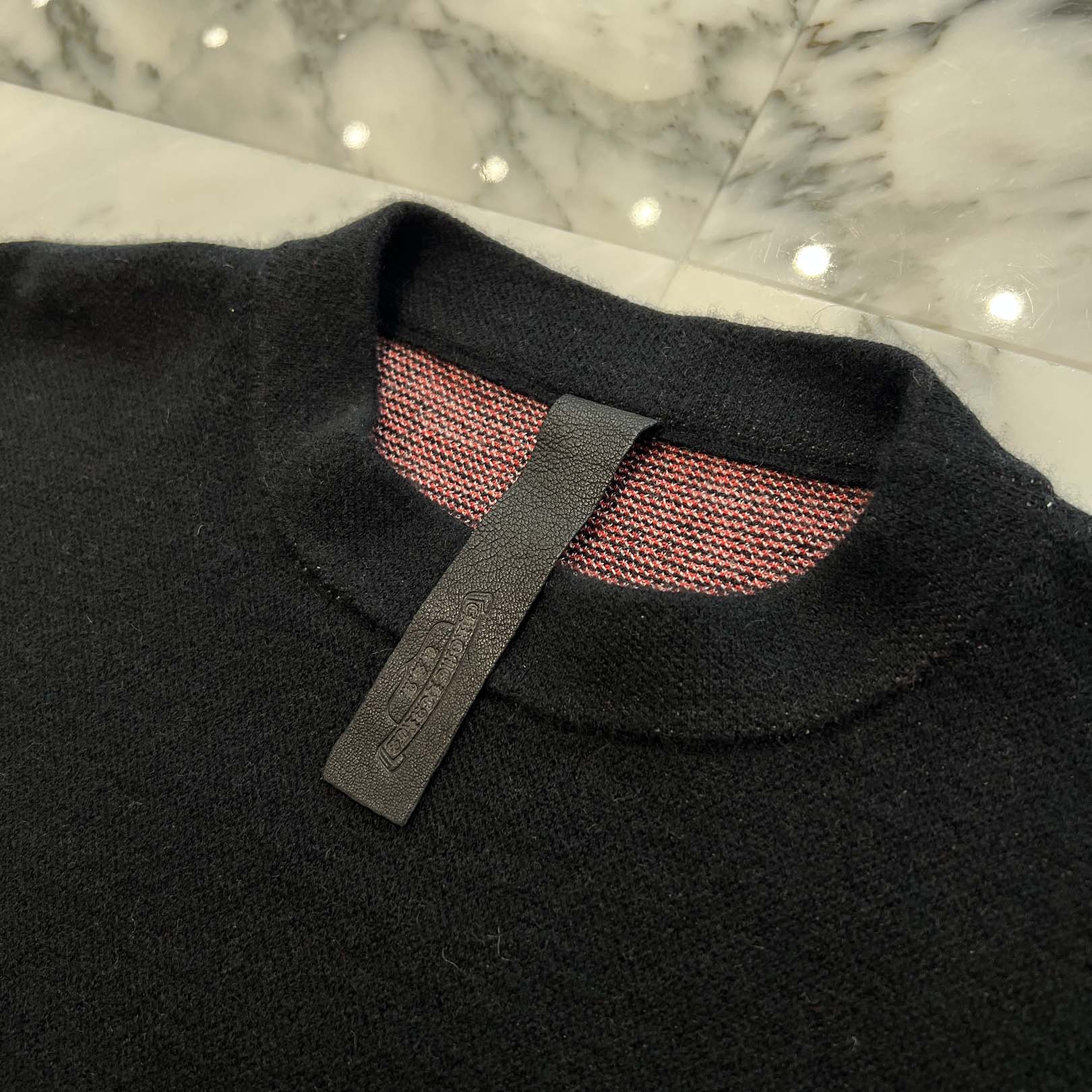 CHROME HEART × MATTY BOY Y NOT CHOMPER 3 Cemetery Cross Leather Patch Cashmere Knit Sweater Size L クロムハーツ × マッティボーイ ワイノット チョンパー 3セメタリー クロスレザーパッチ カシミヤ ニットセーター サイズL