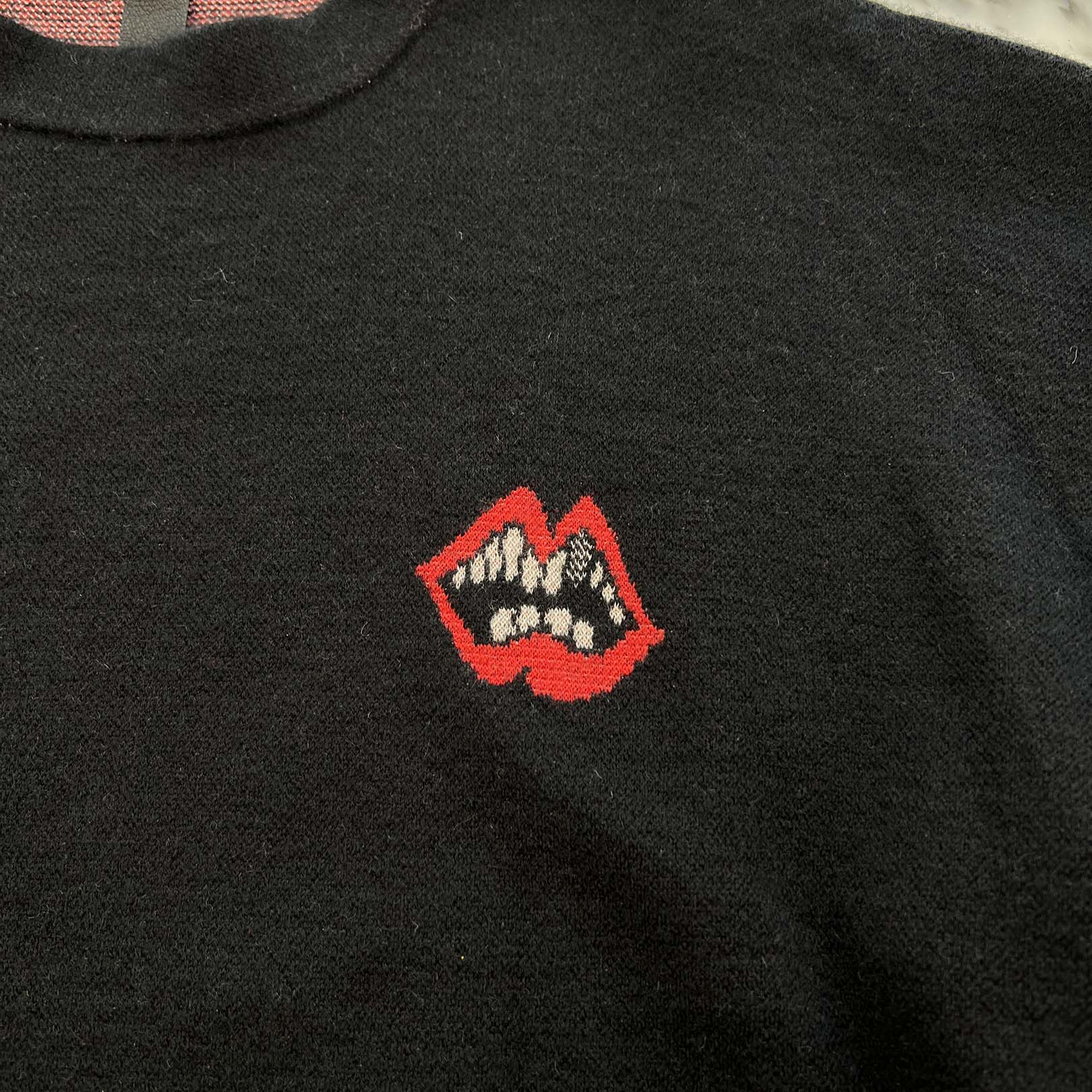 CHROME HEART × MATTY BOY Y NOT CHOMPER 3 Cemetery Cross Leather Patch Cashmere Knit Sweater Size L クロムハーツ × マッティボーイ ワイノット チョンパー 3セメタリー クロスレザーパッチ カシミヤ ニットセーター サイズL