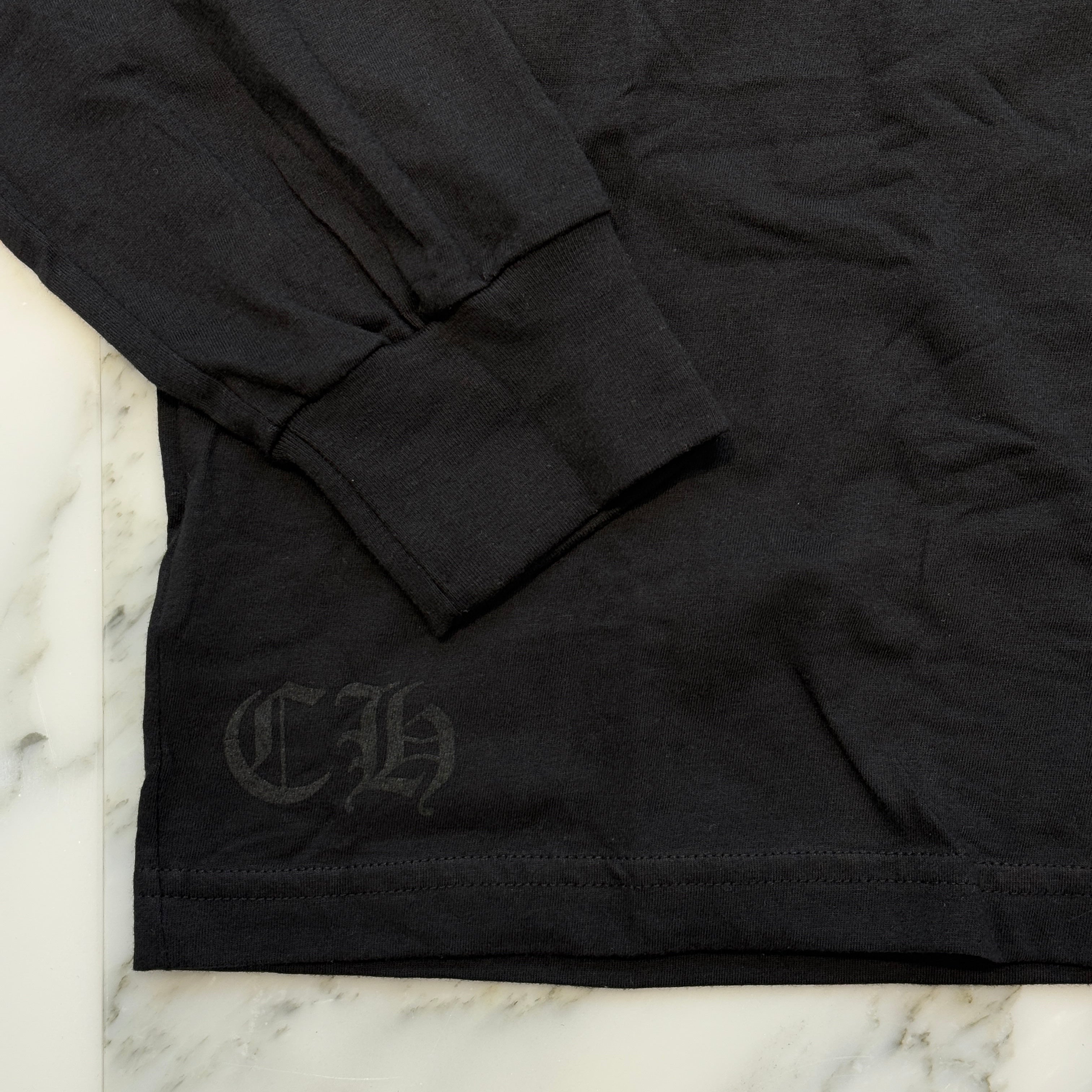 CHROME HEARTS 2024AW Old English Neck Logo Neon Blue Long Sleeve