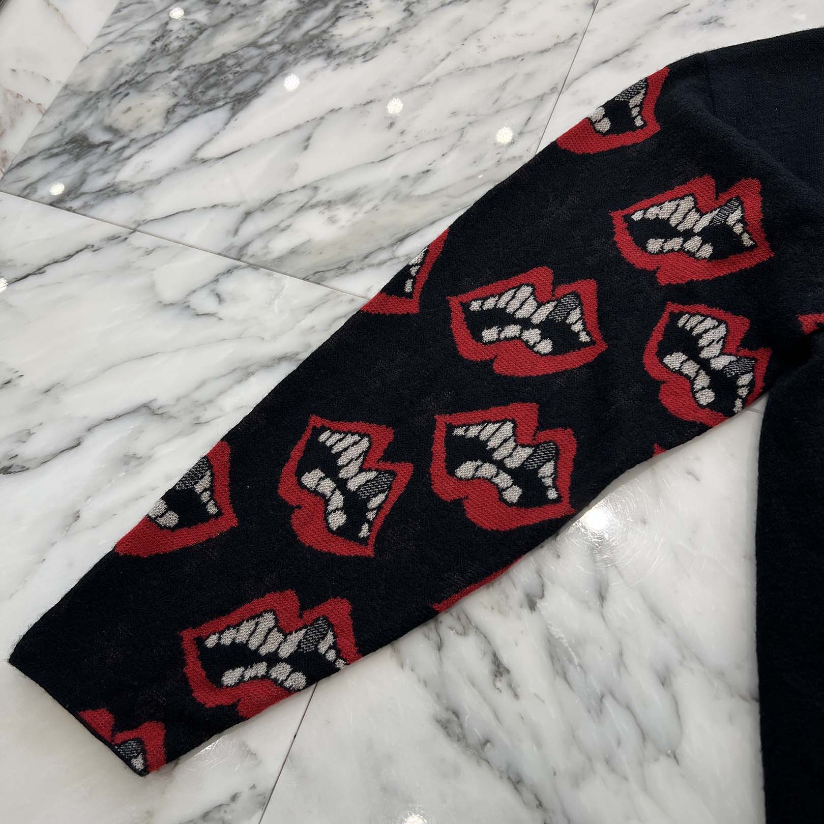 CHROME HEART × MATTY BOY Y NOT CHOMPER 3 Cemetery Cross Leather Patch Cashmere Knit Sweater Size L クロムハーツ × マッティボーイ ワイノット チョンパー 3セメタリー クロスレザーパッチ カシミヤ ニットセーター サイズL