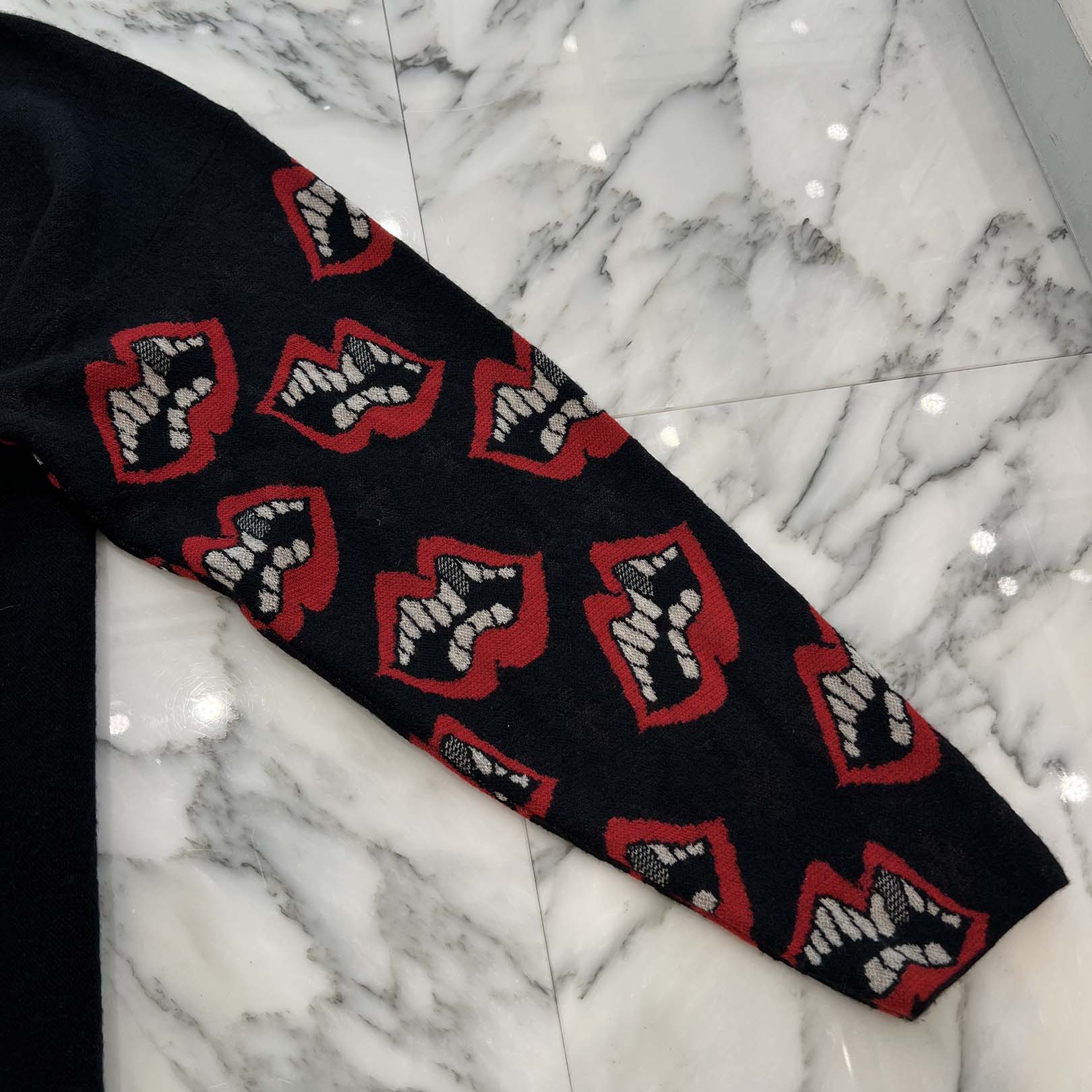 CHROME HEART × MATTY BOY Y NOT CHOMPER 3 Cemetery Cross Leather Patch Cashmere Knit Sweater Size L クロムハーツ × マッティボーイ ワイノット チョンパー 3セメタリー クロスレザーパッチ カシミヤ ニットセーター サイズL