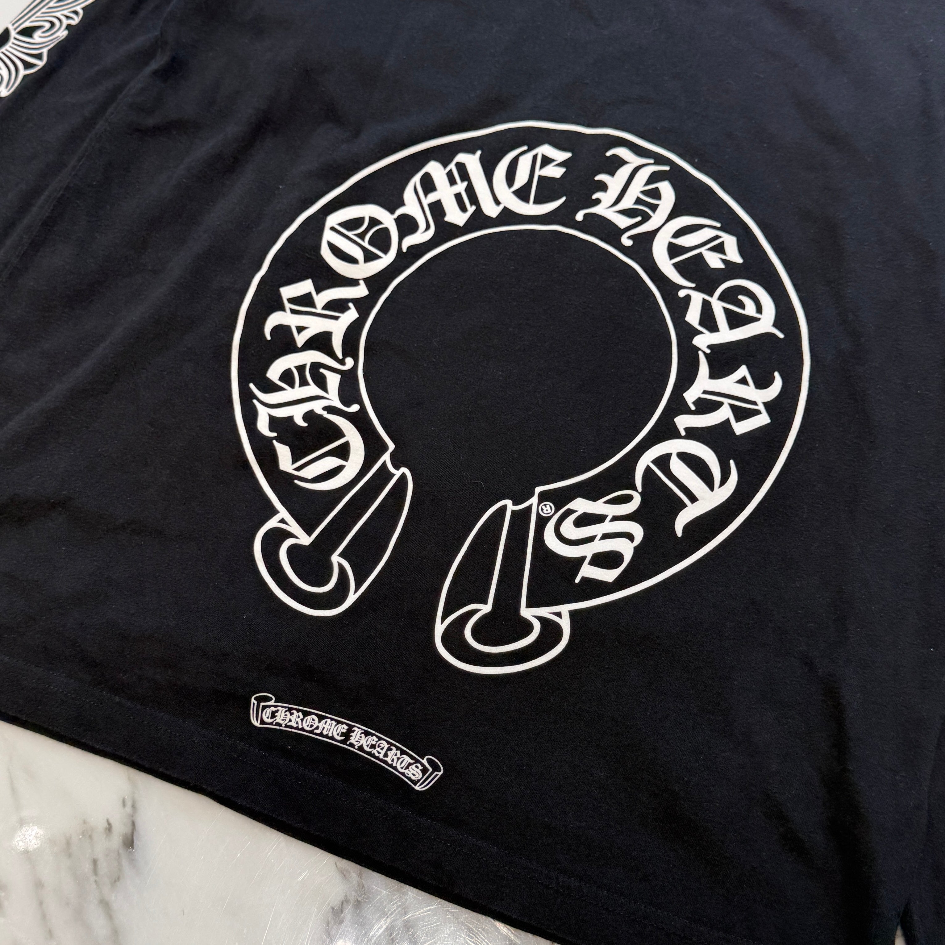 CHROME HEARTS Floral Cross Horseshoe Long Sleeve Tee Size L クロムハーツ フローラルクロス ホースシュー ロングスリーブ Tシャツ サイズL