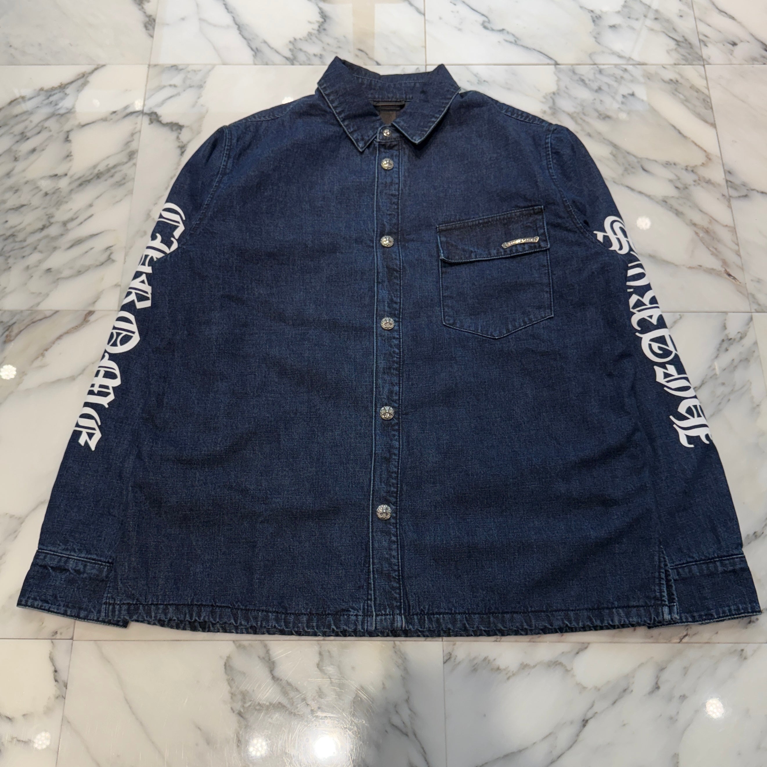 CHROME HEARTS WORK'N SHIRT GARAGE WASH DENIM JACKET Size XXL クロムハーツ ウォーキン シャツ ガレージ ウォッシュ デニムジャケット サイズXXL