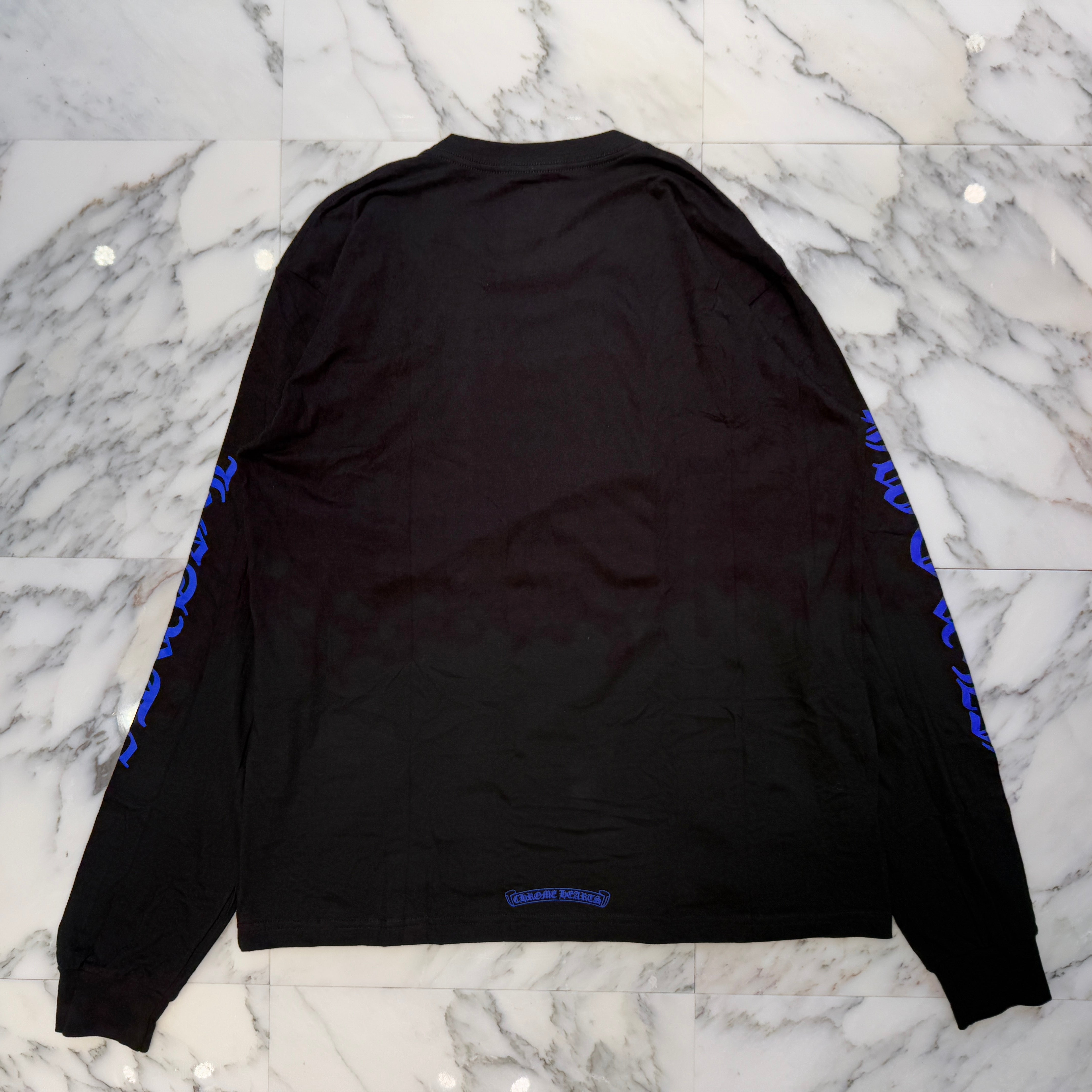 CHROME HEARTS 2024AW Old English Neck Logo Neon Blue Long Sleeve Tee Size L クロムハーツ オールドイングリッシュネックロゴネオンブルーロングスリーブTシャツ サイズL