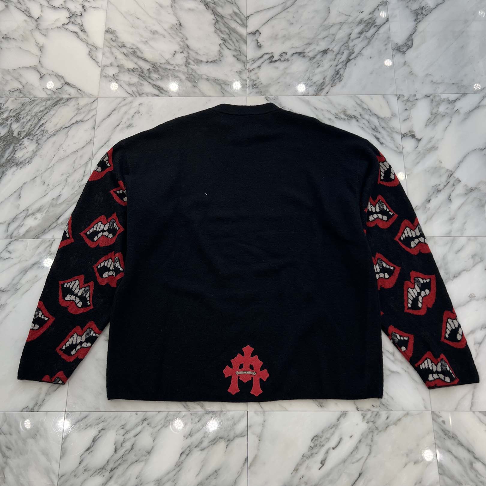 CHROME HEART × MATTY BOY Y NOT CHOMPER 3 Cemetery Cross Leather Patch Cashmere Knit Sweater Size L クロムハーツ × マッティボーイ ワイノット チョンパー 3セメタリー クロスレザーパッチ カシミヤ ニットセーター サイズL