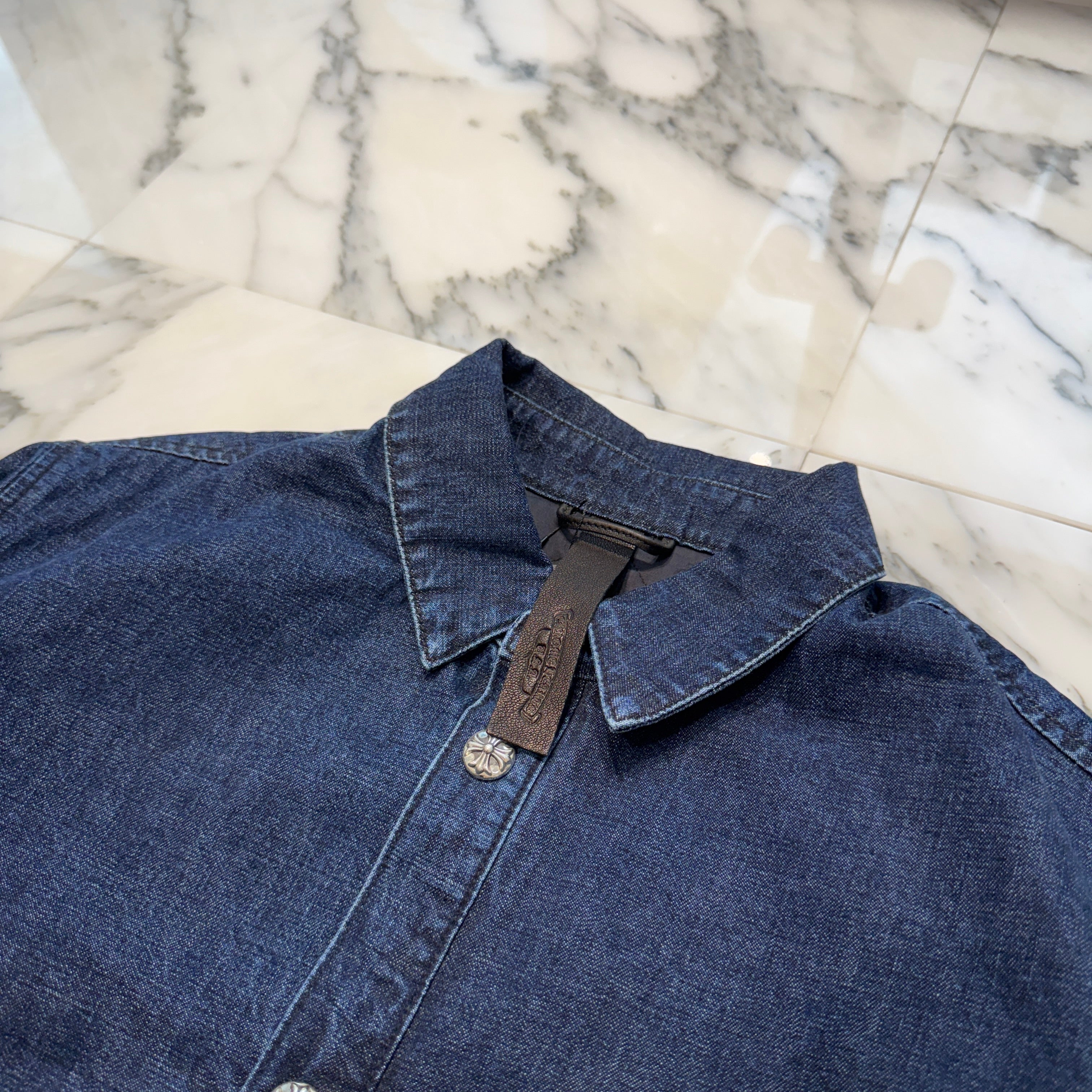 CHROME HEARTS WORK'N SHIRT GARAGE WASH DENIM JACKET Size XXL
