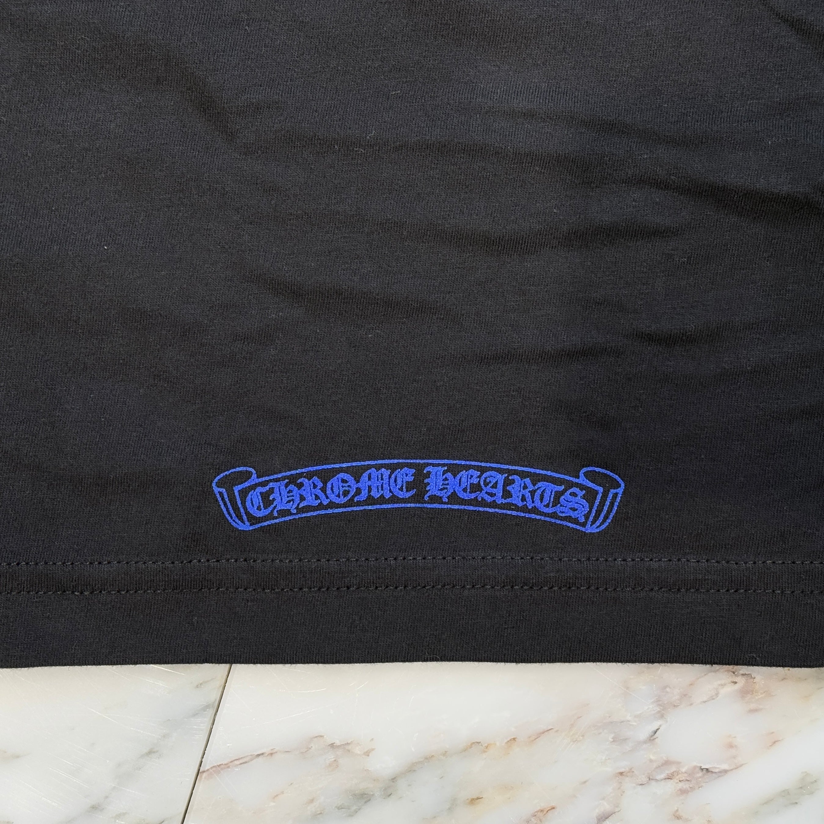 CHROME HEARTS 2024AW Old English Neck Logo Neon Blue Long Sleeve Tee Size L クロムハーツ オールドイングリッシュネックロゴネオンブルーロングスリーブTシャツ サイズL