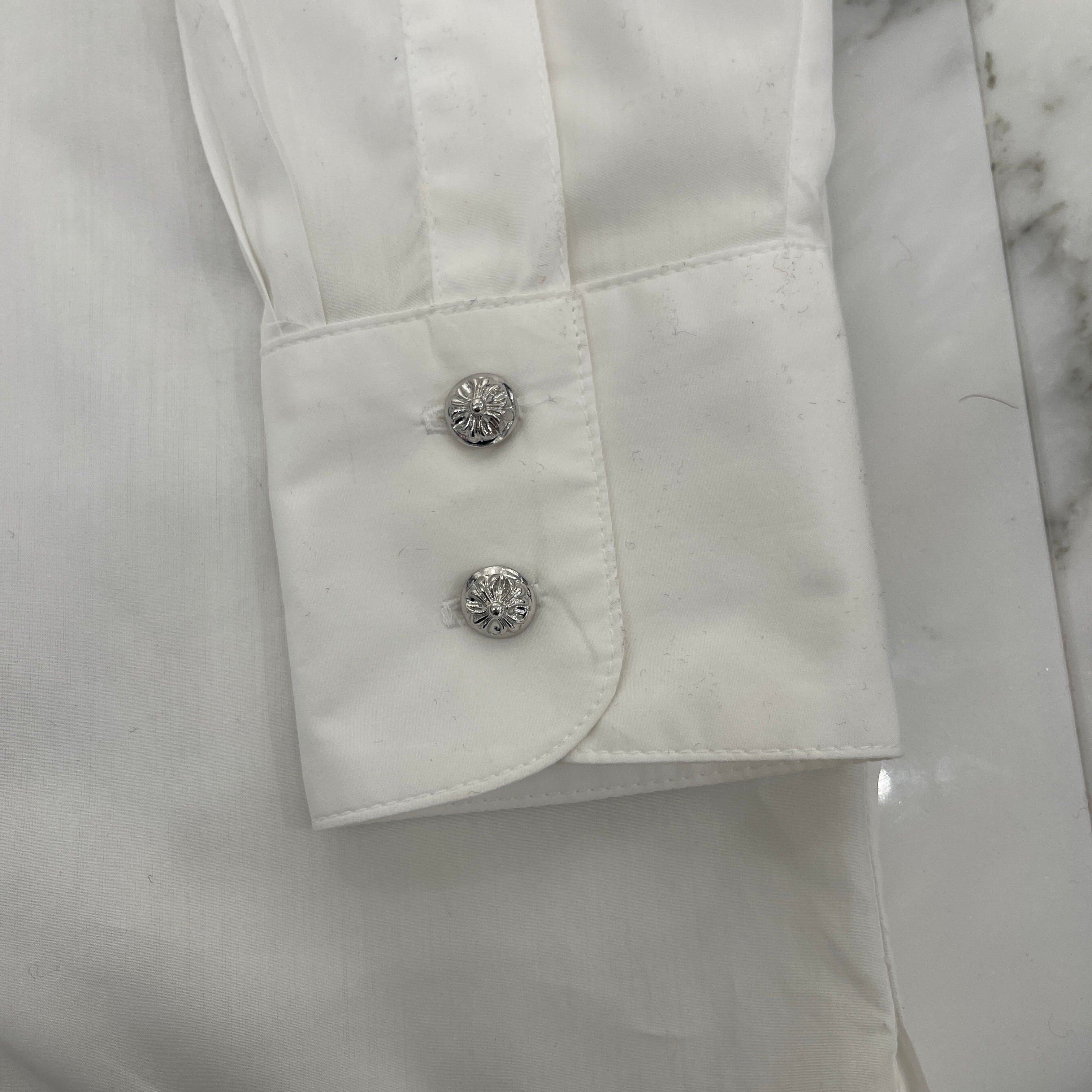 CHROME HEARTS Y NOT MAHALKITA Cross Leather Patch Shirt Size XS