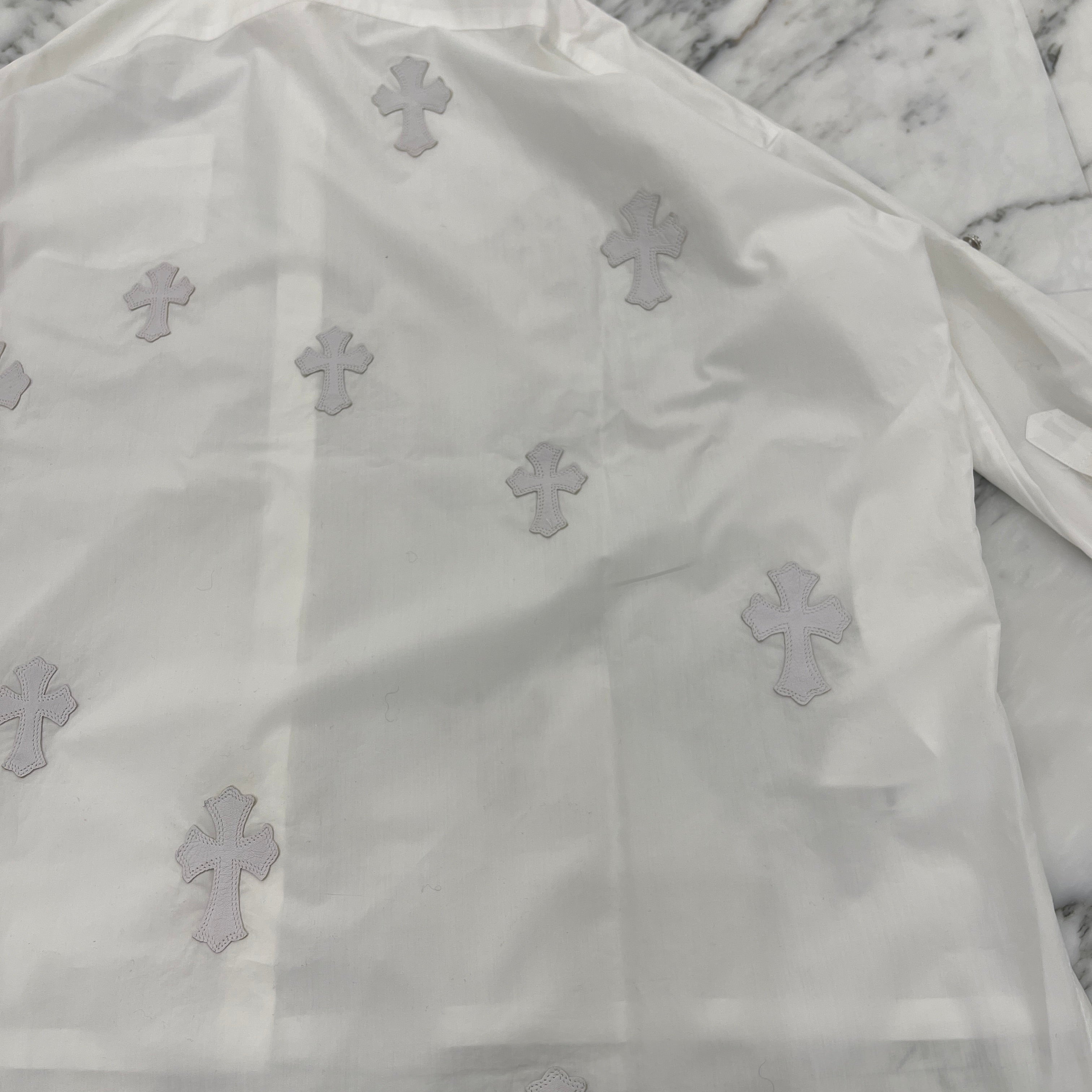 CHROME HEARTS Y NOT MAHALKITA Cross Leather Patch Shirt Size XS