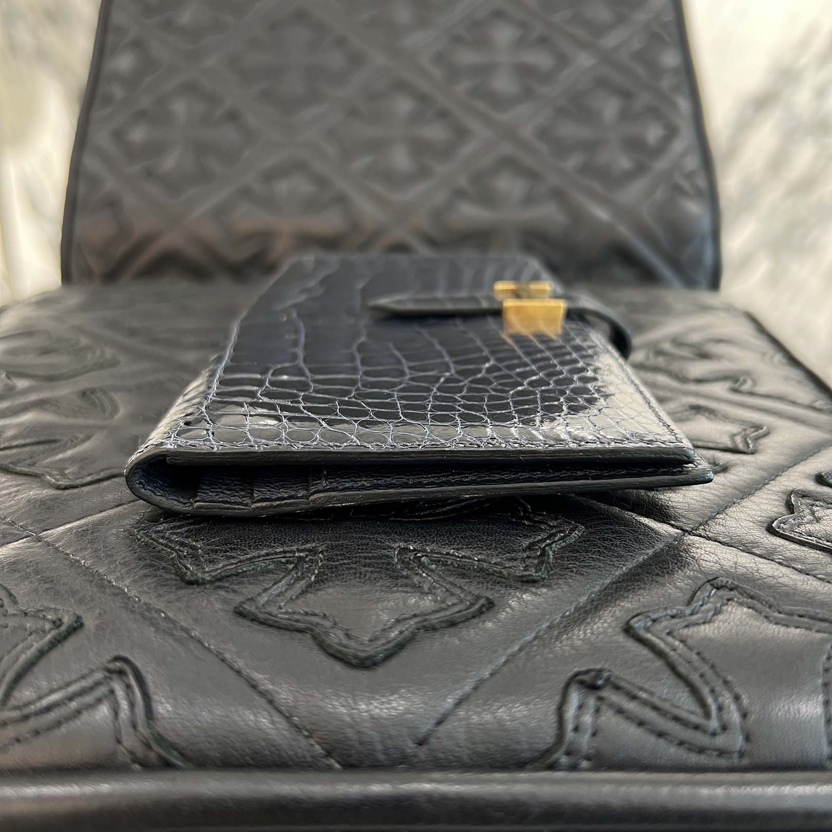 HERMES Bearn Classic Crocodile Alligator ”Blue Marine” Leather Wallet D刻印 エルメス ベアンクラシック クロコダイル アリゲーター ”ブルーマリン” レザーウォレット D刻印