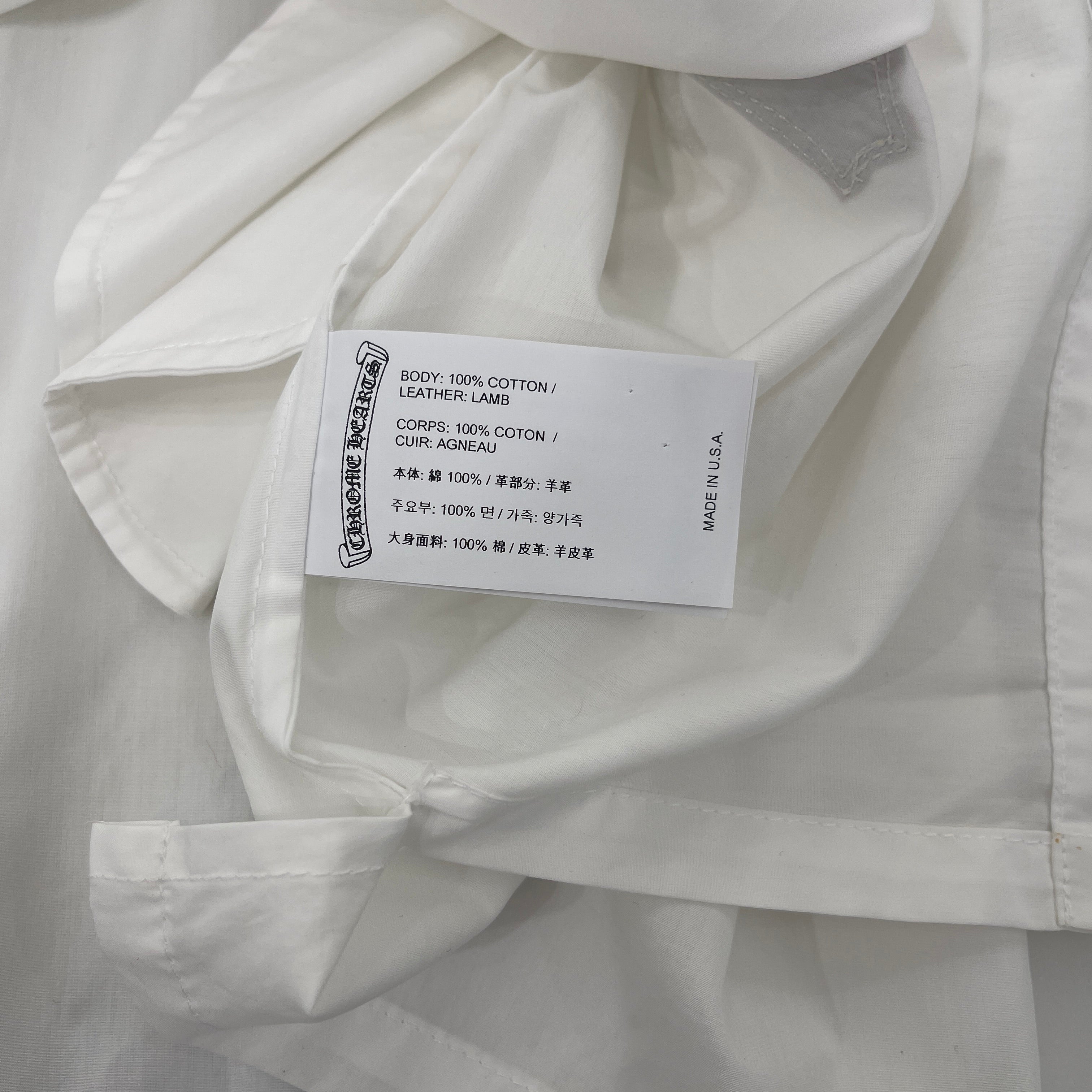 CHROME HEARTS Y NOT MAHALKITA Cross Leather Patch Shirt Size XS