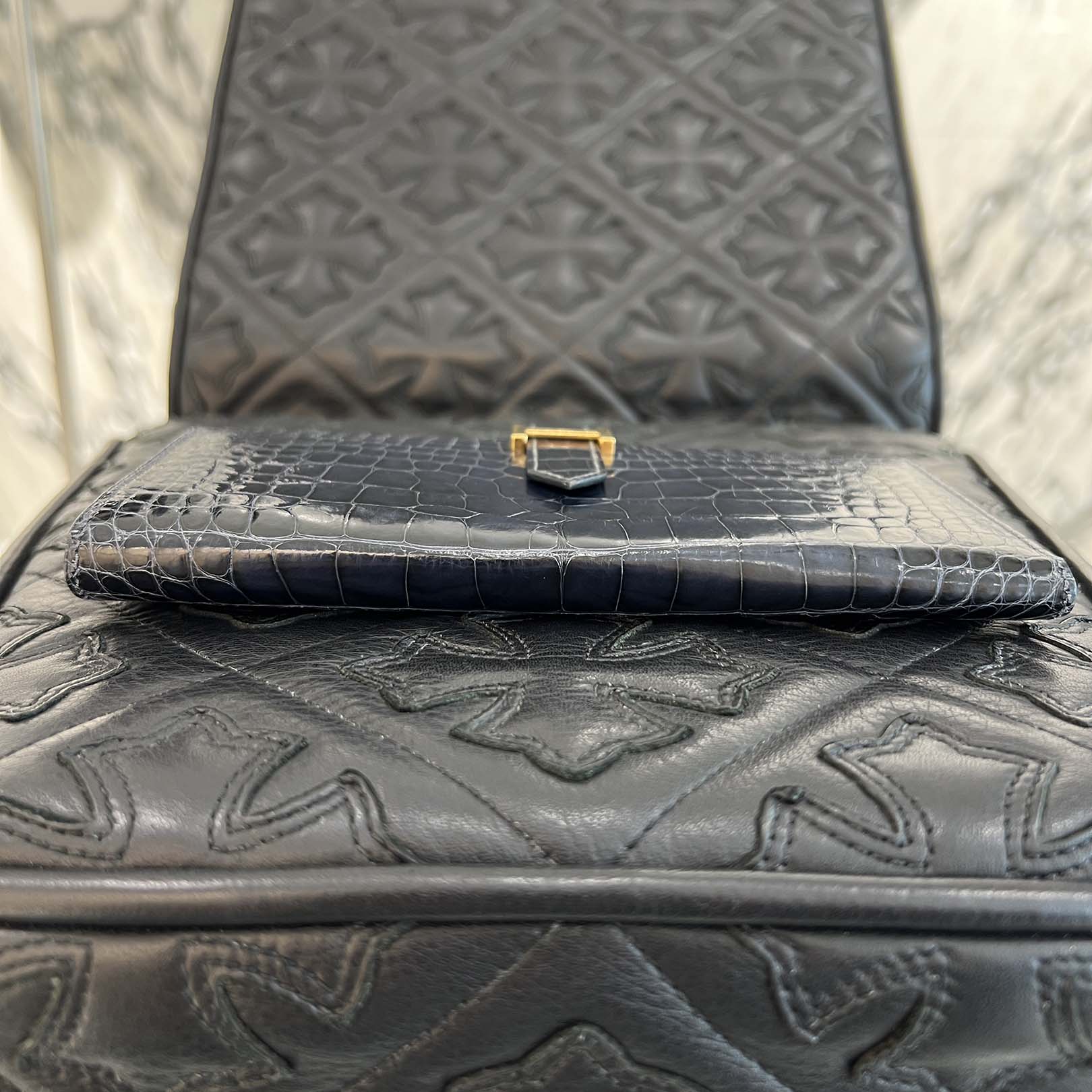 HERMES Bearn Classic Crocodile Alligator ”Blue Marine” Leather Wallet D刻印 エルメス ベアンクラシック クロコダイル アリゲーター ”ブルーマリン” レザーウォレット D刻印
