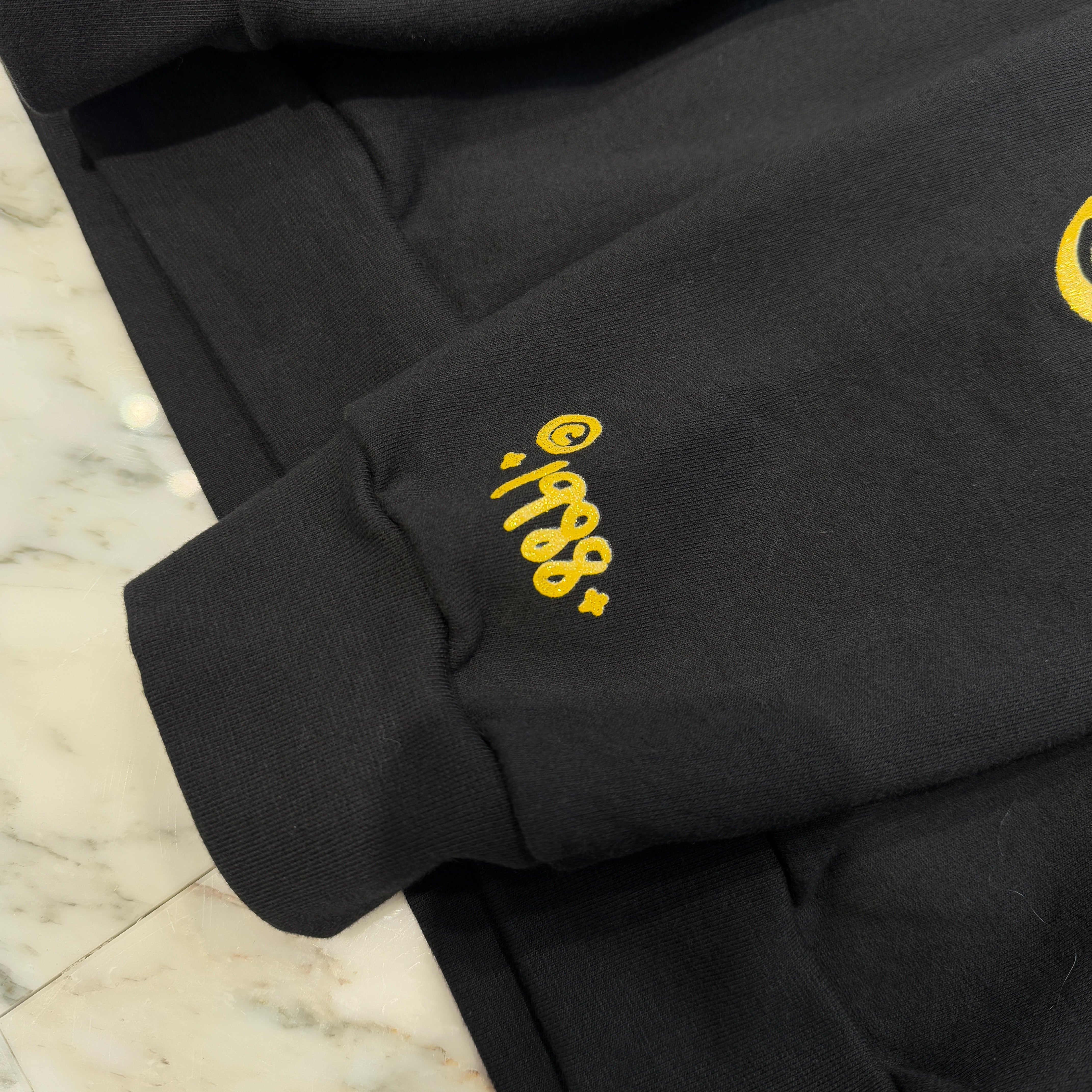 CHROME HEARTS 2024SS Online Limited Vertical Logo Gold Glitter Hoodie Size XL クロムハーツ オンライン限定 ヴァーティカルロゴ ゴールドグリッターフーディ サイズXL