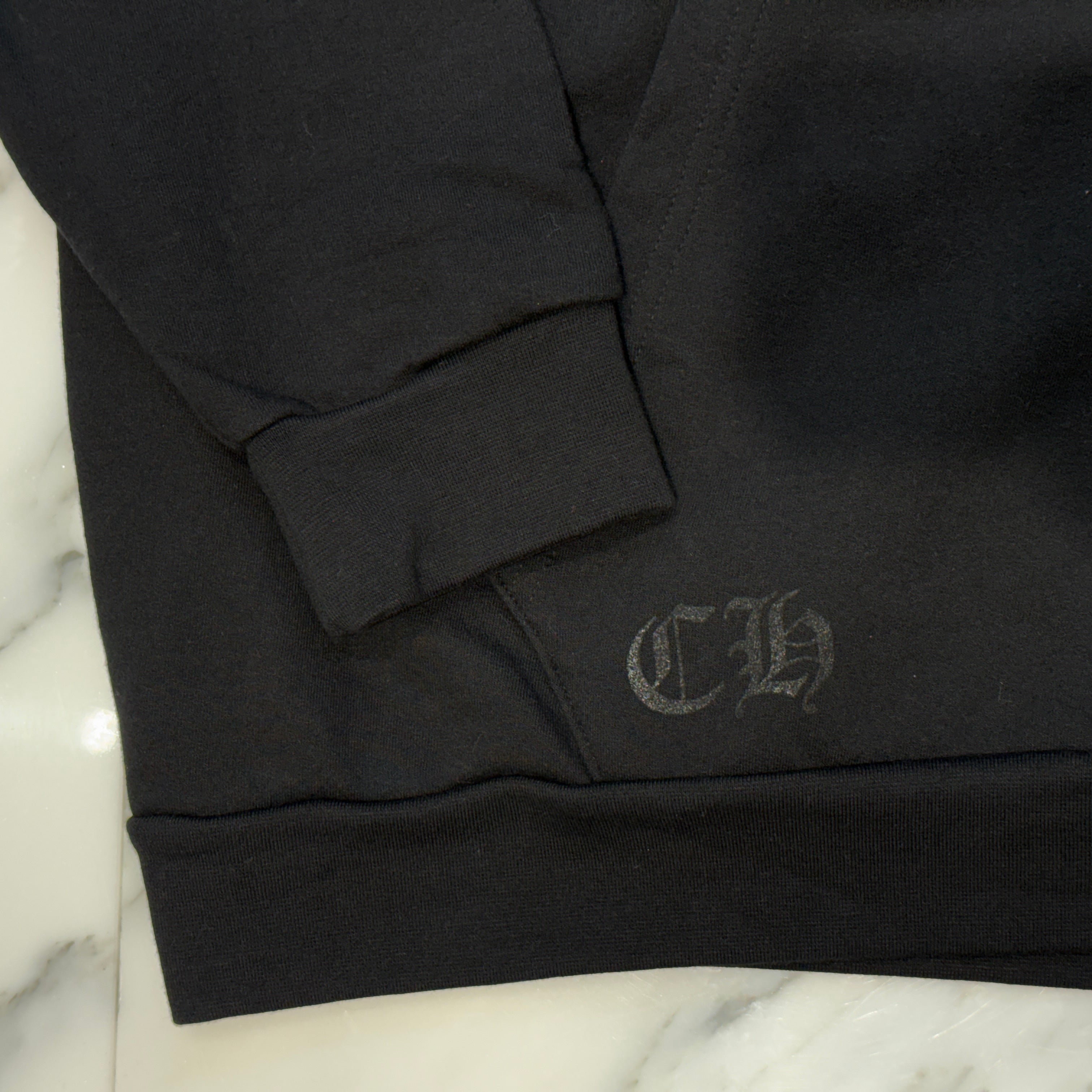 CHROME HEARTS 2024SS Online Limited Vertical Logo Gold Glitter Hoodie Size XL クロムハーツ オンライン限定 ヴァーティカルロゴ ゴールドグリッターフーディ サイズXL