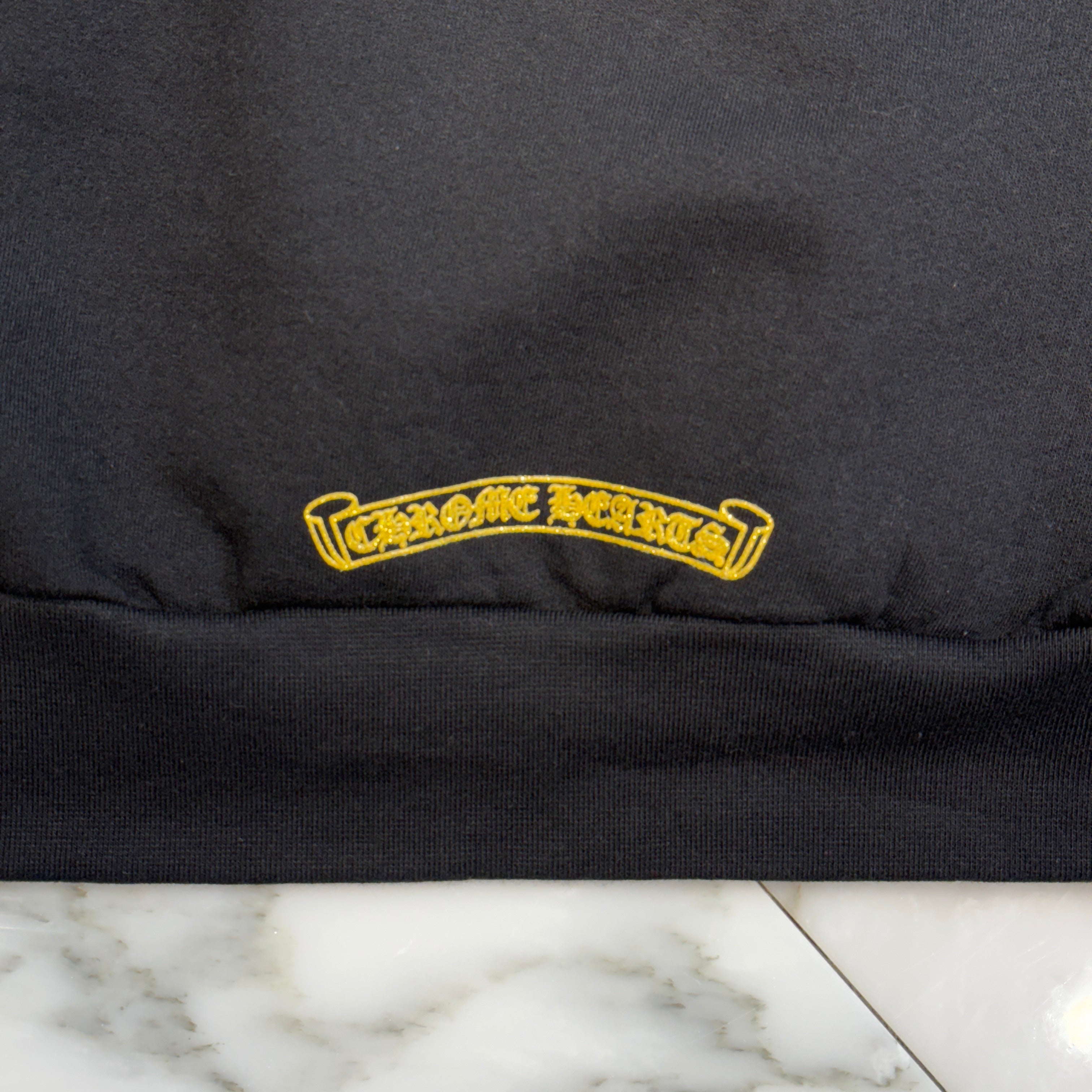CHROME HEARTS 2024SS Online Limited Vertical Logo Gold Glitter Hoodie Size XL クロムハーツ オンライン限定 ヴァーティカルロゴ ゴールドグリッターフーディ サイズXL