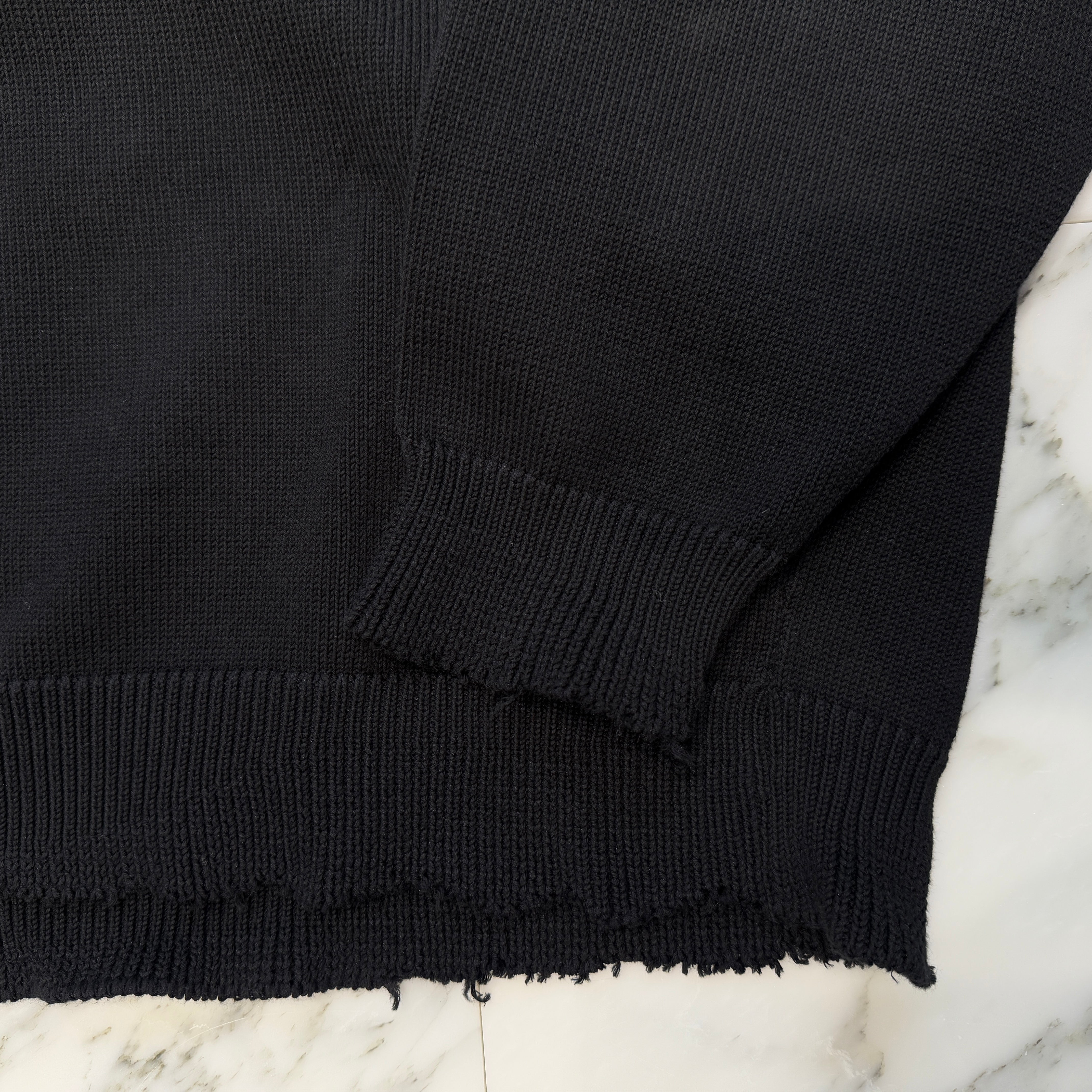 BALENCIAGA 2020AW Damage V-Neck Cotton Loose Knit Sweater 738797 T3267 Size L バレンシアガ ダメージ Vネック ルーズコットンセーター サイズL