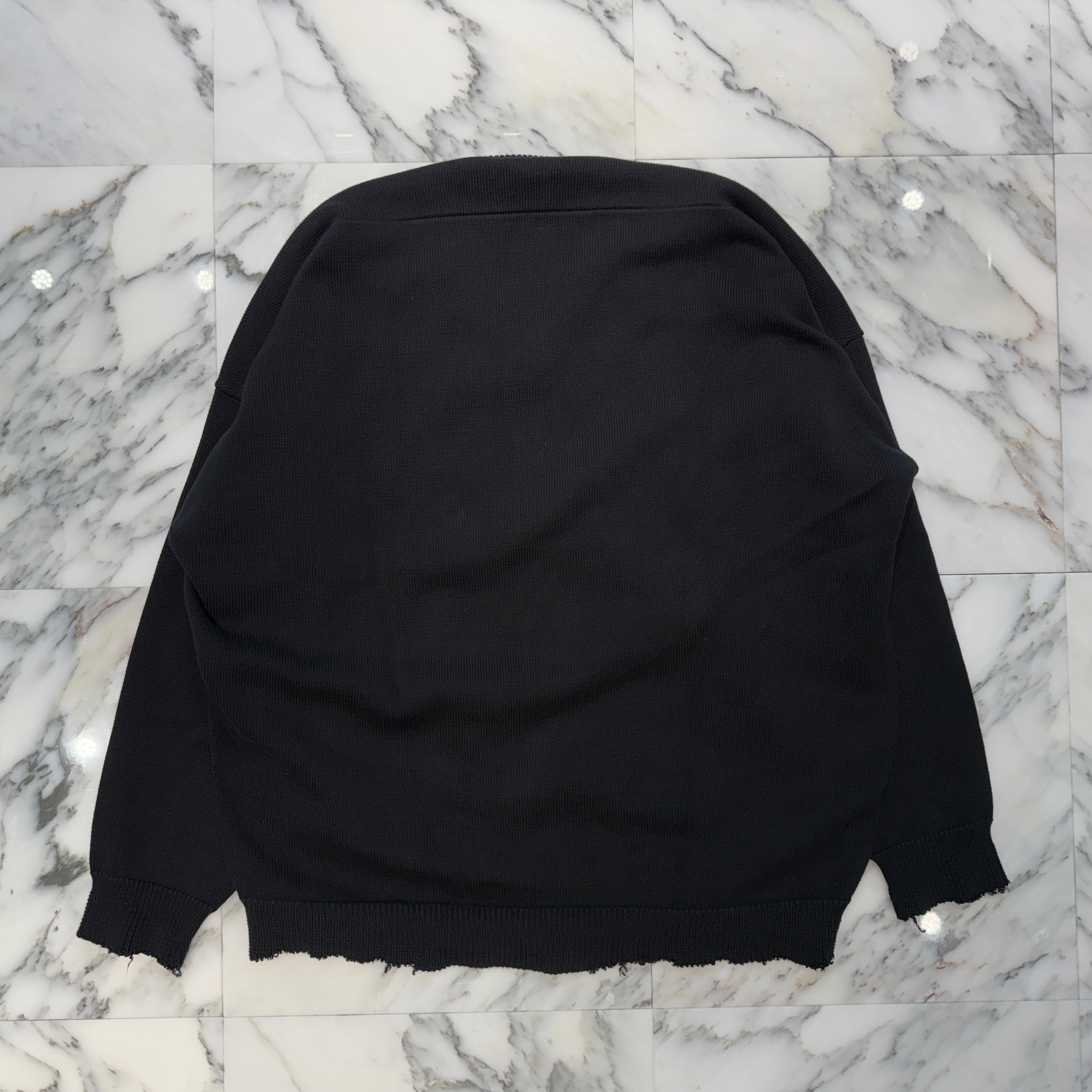 BALENCIAGA 2020AW Damage V-Neck Cotton Loose Knit Sweater 738797 T3267 Size L バレンシアガ ダメージ Vネック ルーズコットンセーター サイズL