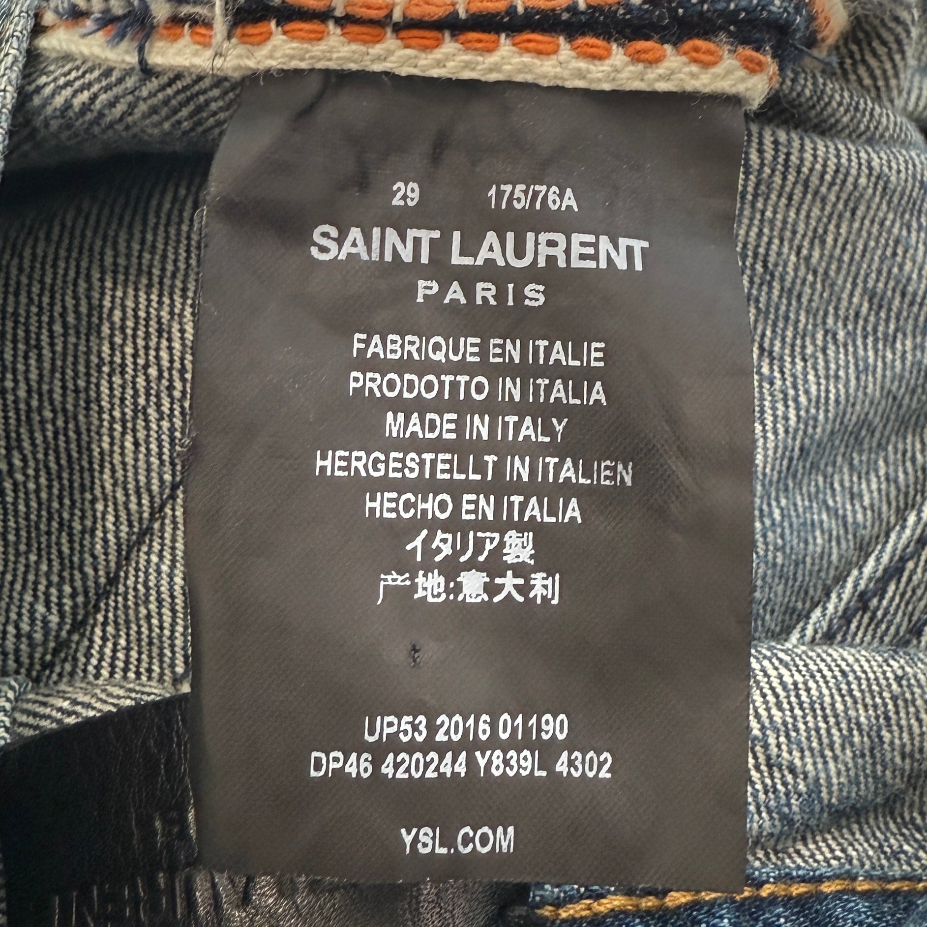 SAINT LAURENT PARIS 2016SS Distressed Denim Pants D02 M/SK-LM Size 29 サンローランパリス ダメージデニムパンツ サイズ29