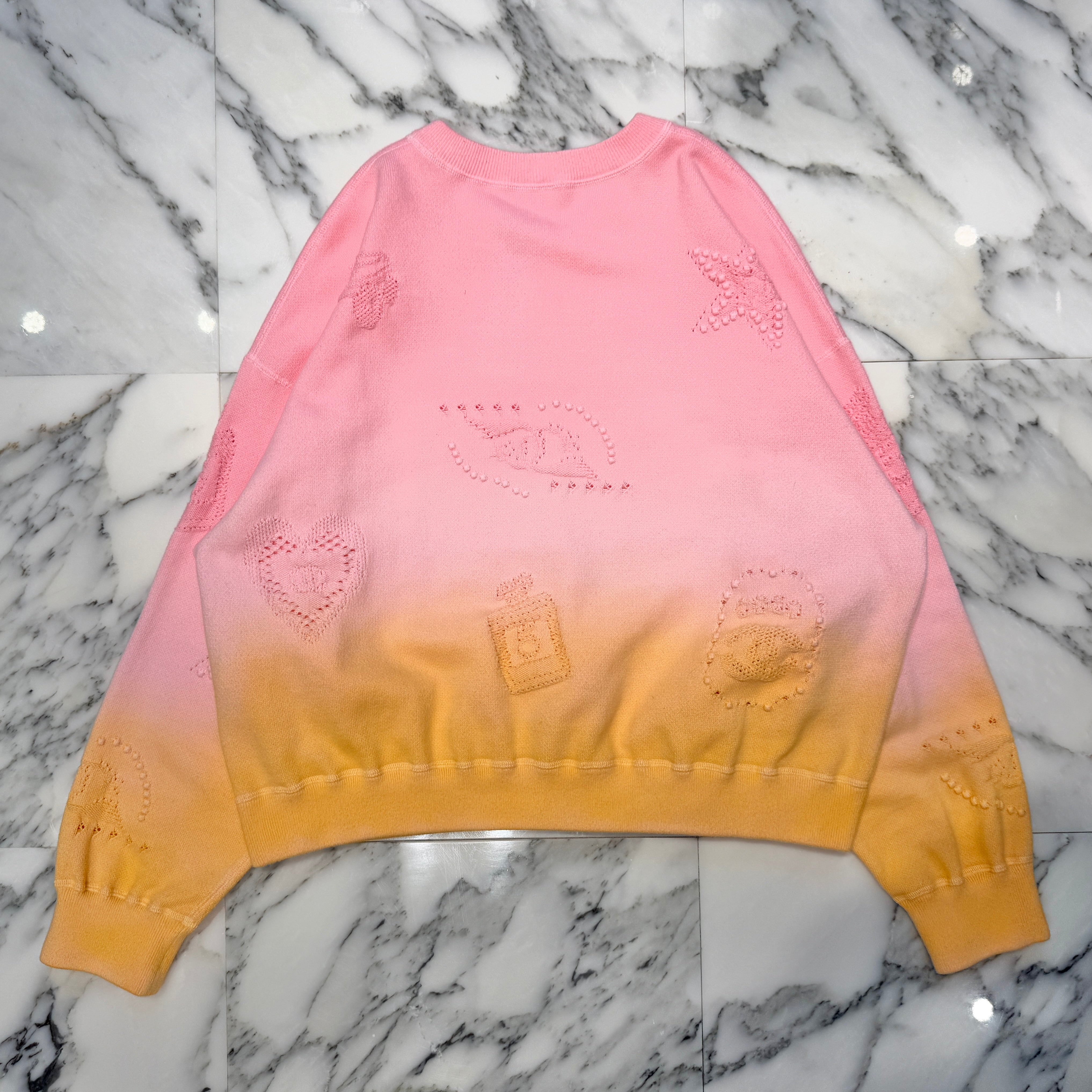 CHANEL 2024 Cruise Coco Mark Embroidery Gradient Cotton Sweat Shirt P76509K10994 Size L シャネル ココマーク刺繍 グラデーション コットンスウェットシャツ サイズL