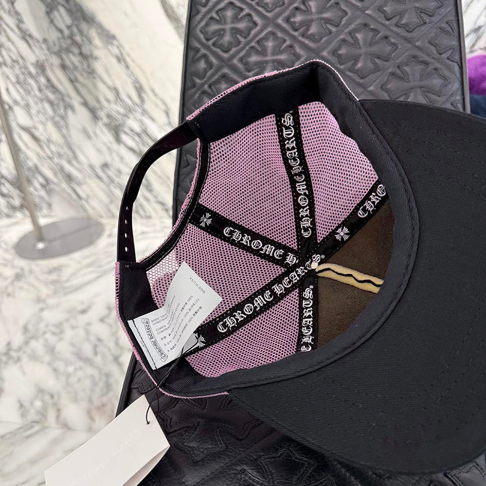 CHROME HEARTS Hollywood Limited Black Pink Trucker Cap Size ONE