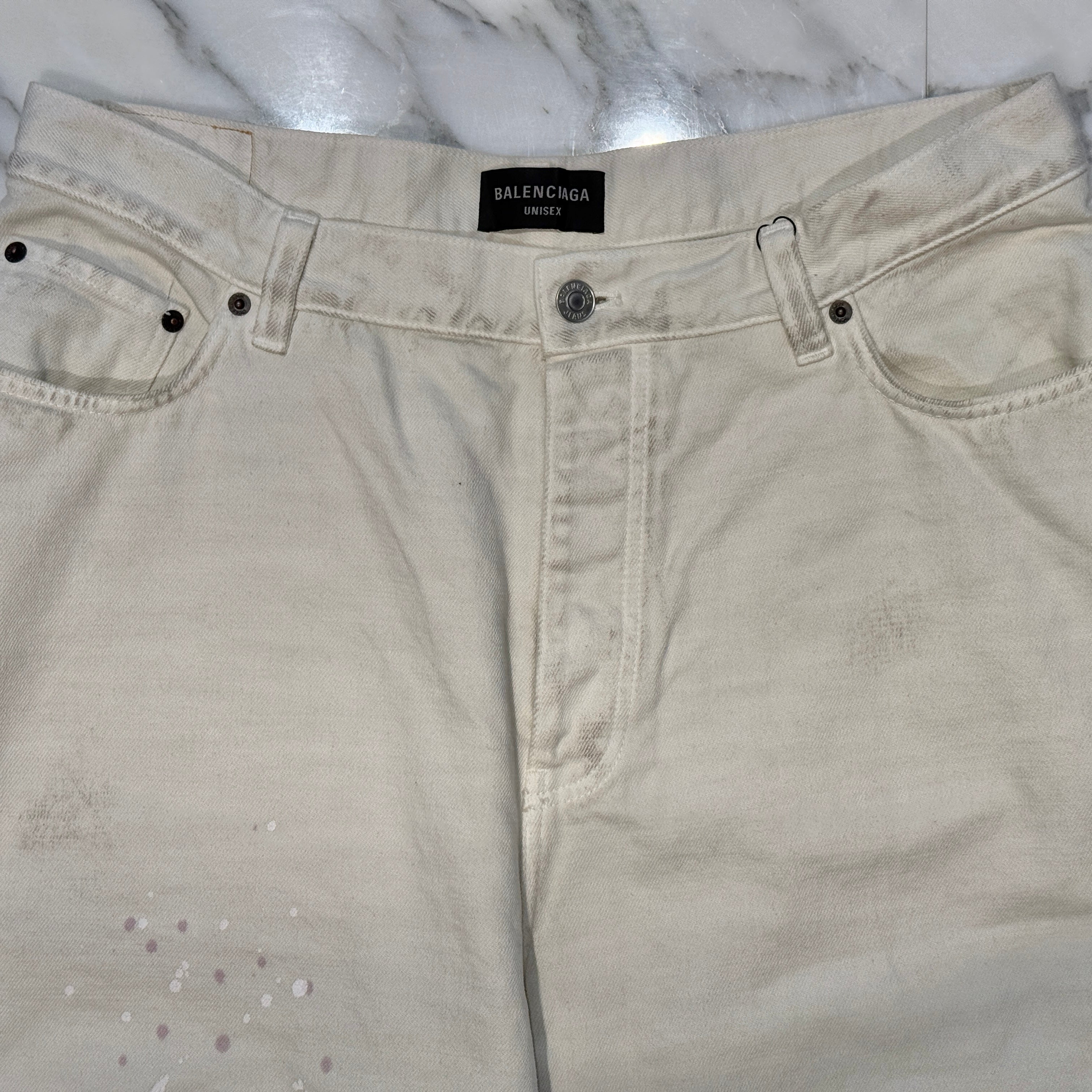 BALENCIAGA 2022SS Vintage Paint Processing Large Baggy Denim Pants 719341 TNW03 Size S バレンシアガ ヴィンテージペイント加工 ラージバギー デニムパンツ サイズS