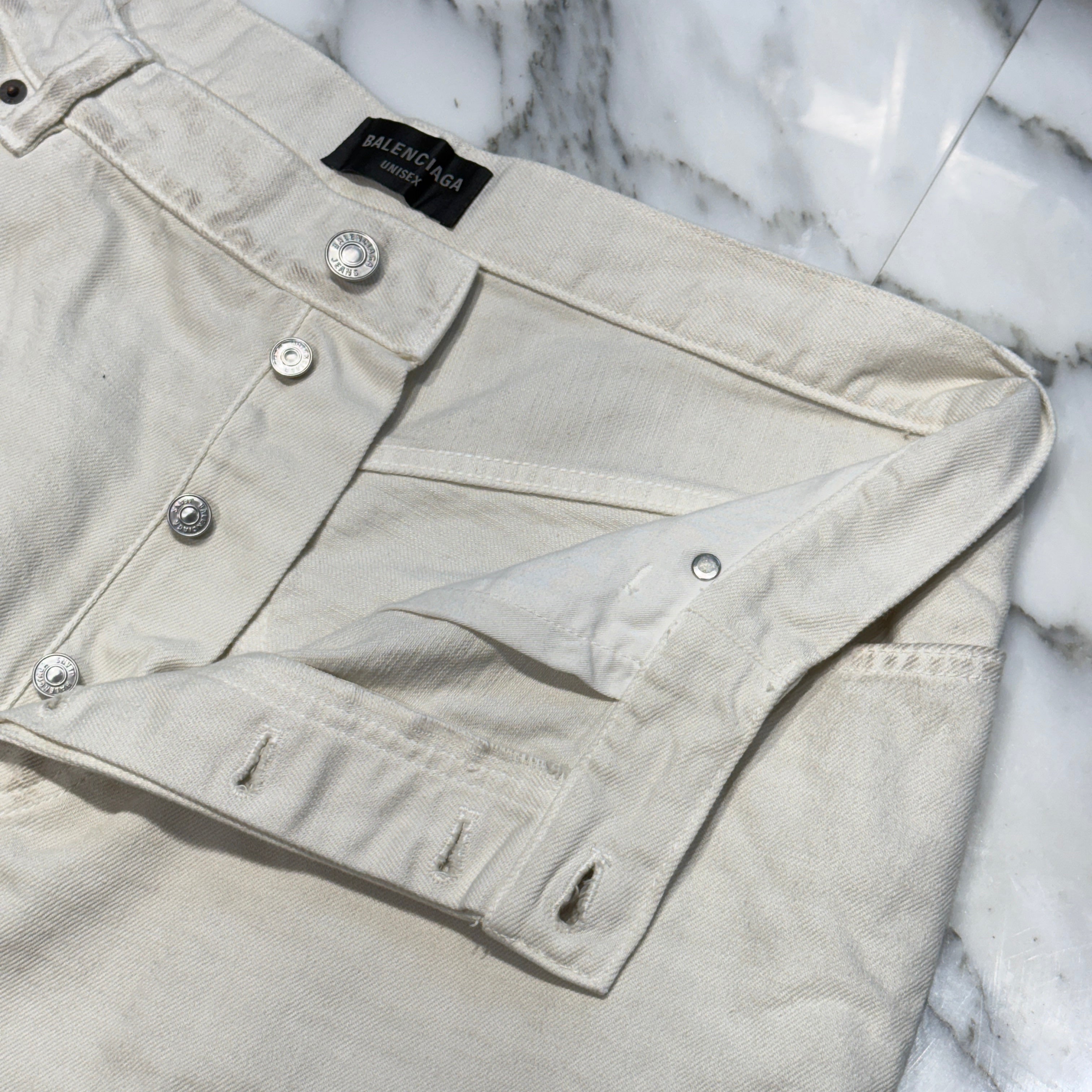 BALENCIAGA 2022SS Vintage Paint Processing Large Baggy Denim Pants 719341 TNW03 Size S バレンシアガ ヴィンテージペイント加工 ラージバギー デニムパンツ サイズS