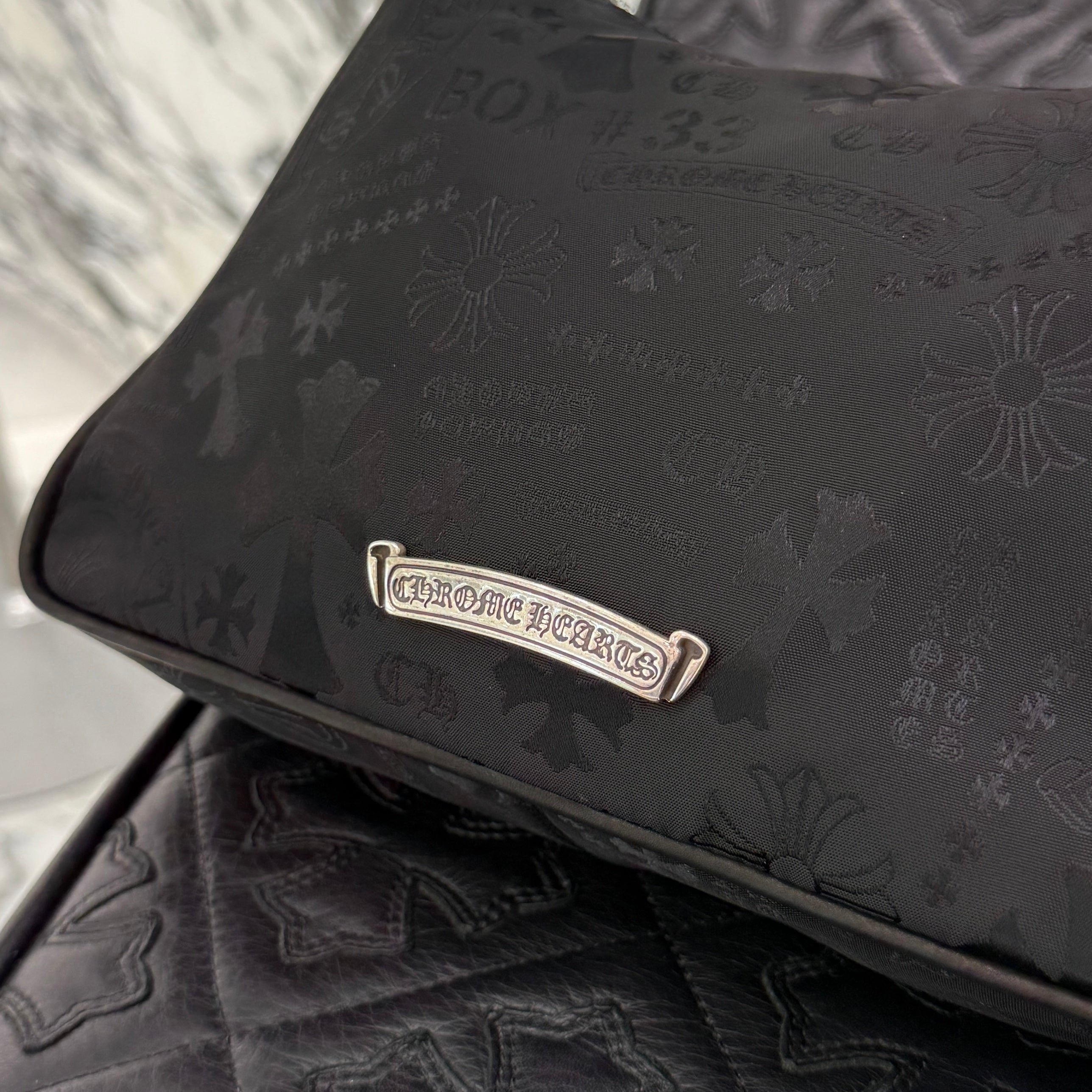 CHROME HEARTS Stencil Pattern CHICKEN NUGGET Small Nylon Leather Shoulder Bag クロムハーツ ステンシル柄 チキンナゲット スモール ナイロンレザー切替 ショルダーバッグ