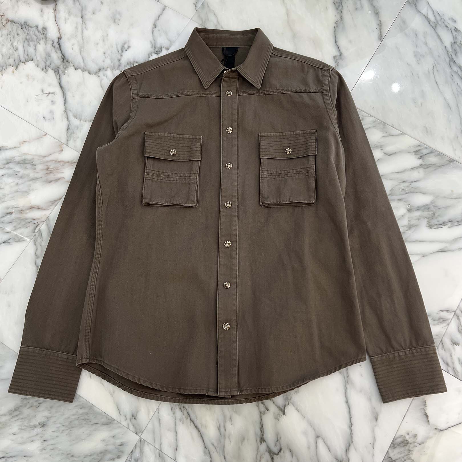 CHROME HEARTS Y NOT Army Shirt BS Flare Button Military Long