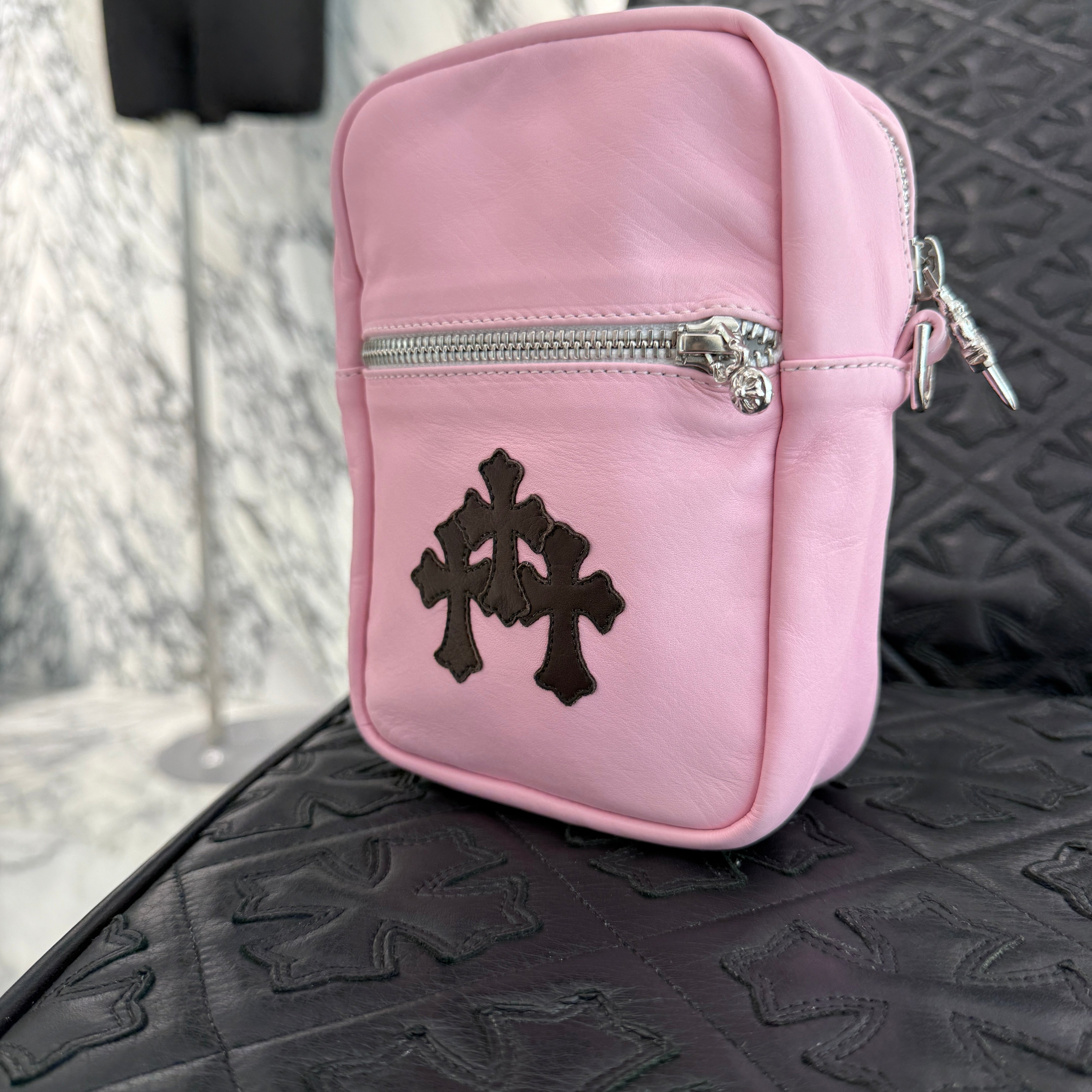 CHROME HEARTS TAKAMINI 3 Cemetery Cross Patch Leather Shoulder Bag クロムハーツ タカミニ 3セメタリークロスパッチ レザーショルダーバッグ