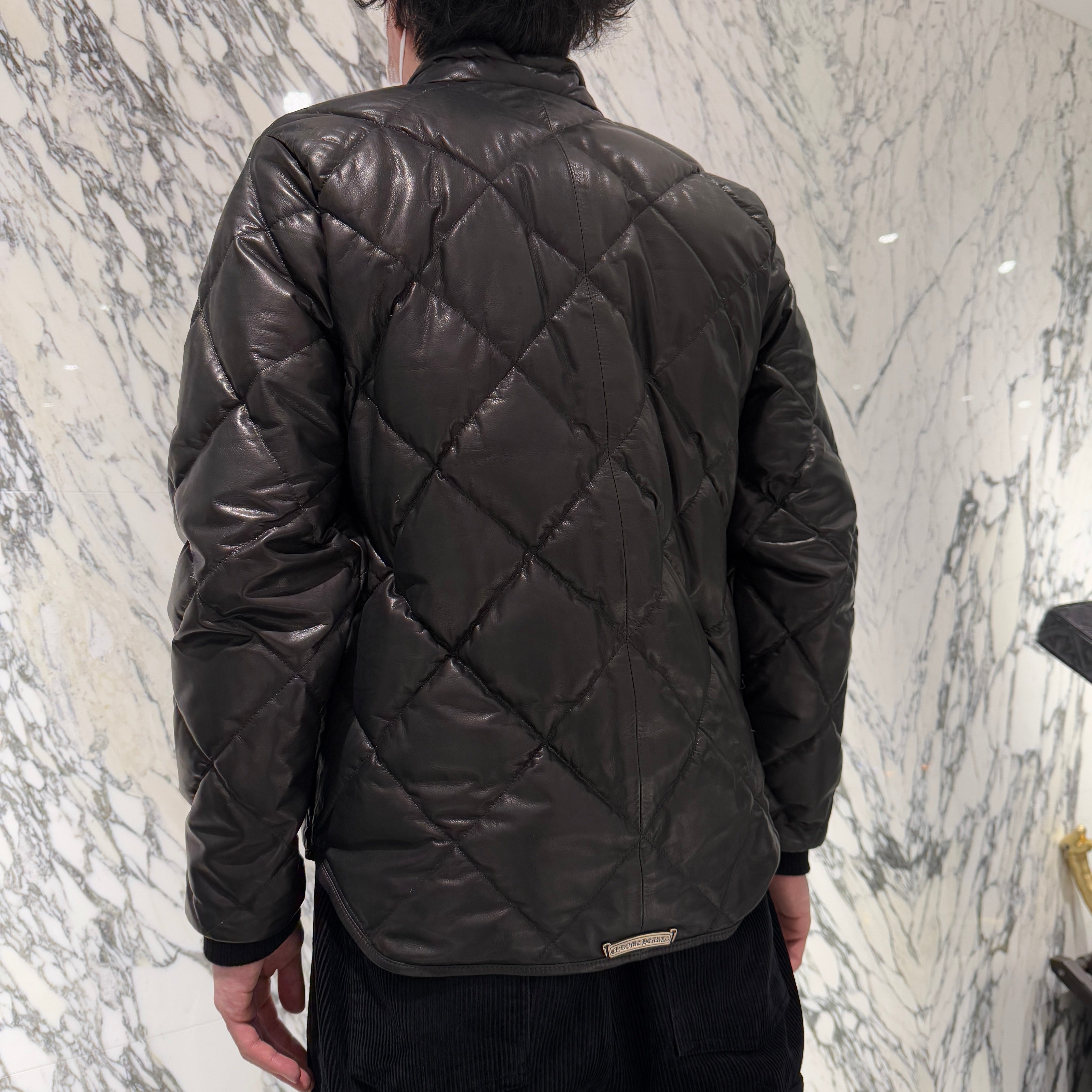 CHROME HEARTS Quilted Cross Ball Button Down Jacket Size S クロムハーツ キルティング クロスボールボタン ダウンジャケット サイズS