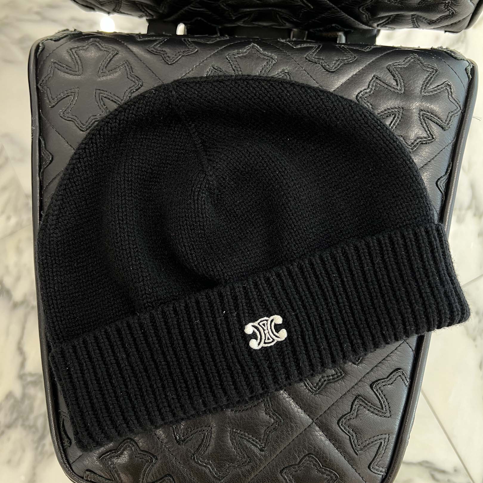 CELINE Triomphe Logo Embroidered Wool Beanie 2AD6H048T.38OW Size TU セリーヌ トリオンフ ロゴ刺繍 ウールビーニー サイズTU