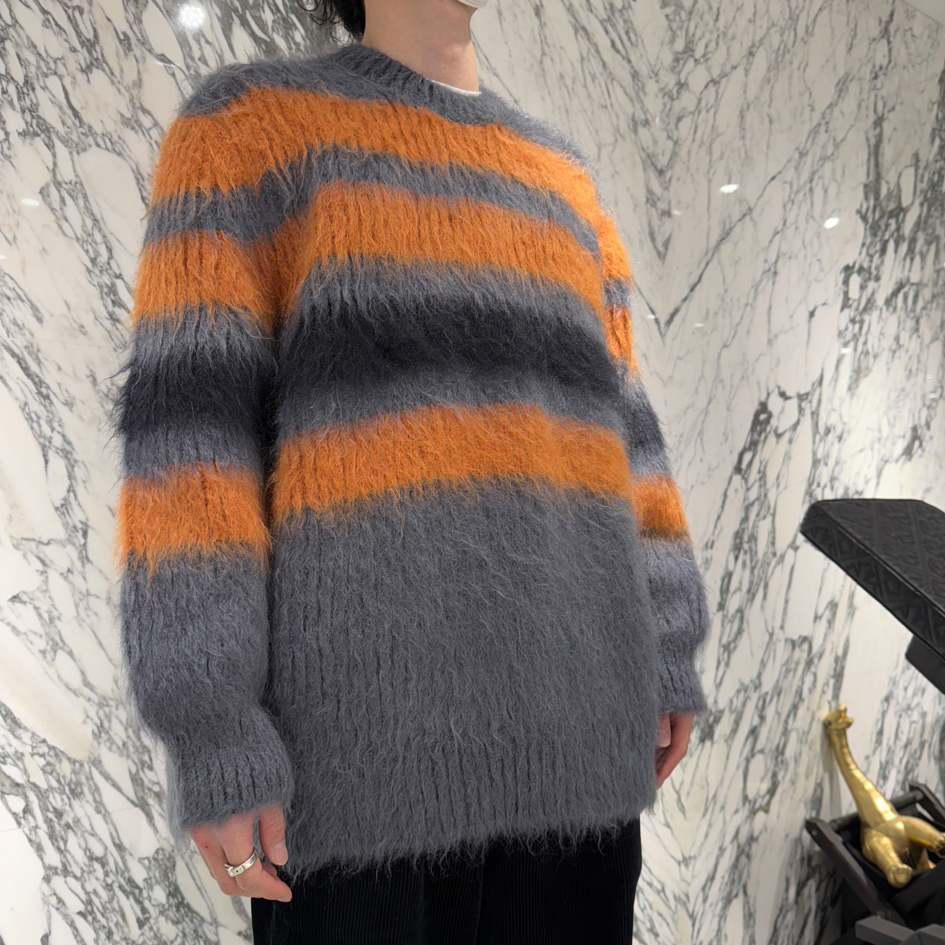 BURBERRY 2021SS Striped Inter Sher Nit Mohair Loose Silk Sweater 8037217 Size S