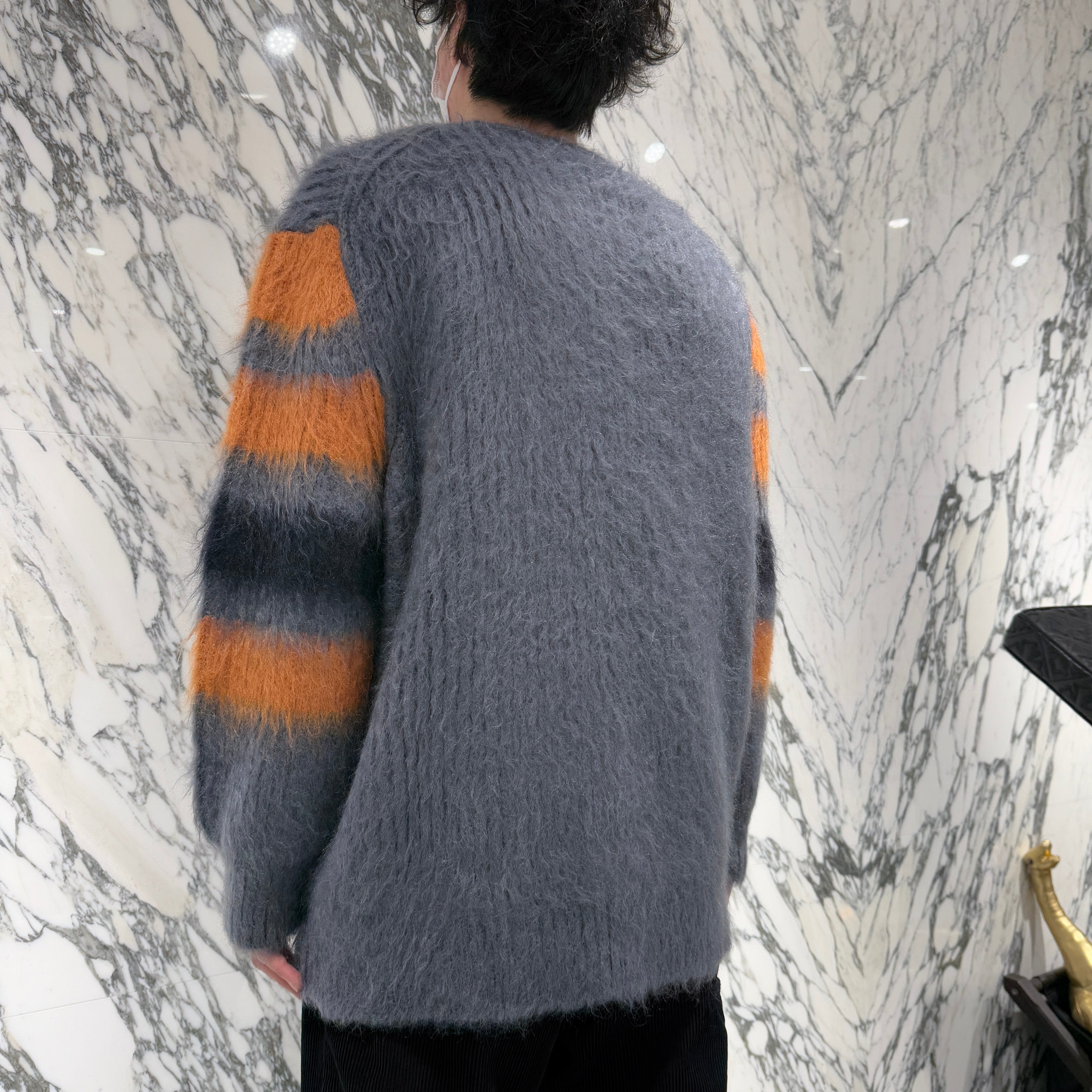 BURBERRY 2021SS Striped Inter Sher Nit Mohair Loose Silk Sweater 8037217 Size S